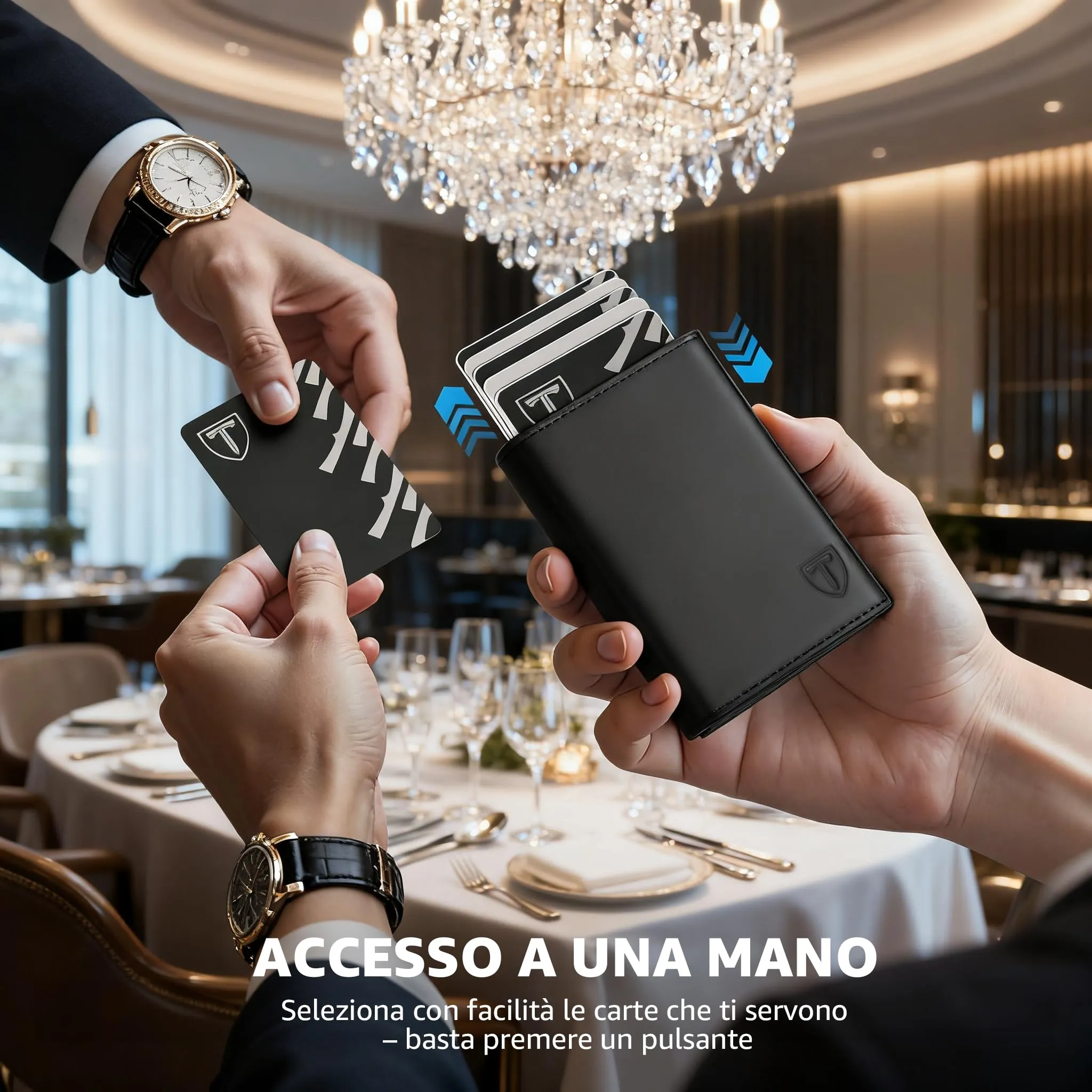 TENBST Portafoglio Uomo Sottile Nero con Protezione RFID e Tasca Portamonete - immagine 4