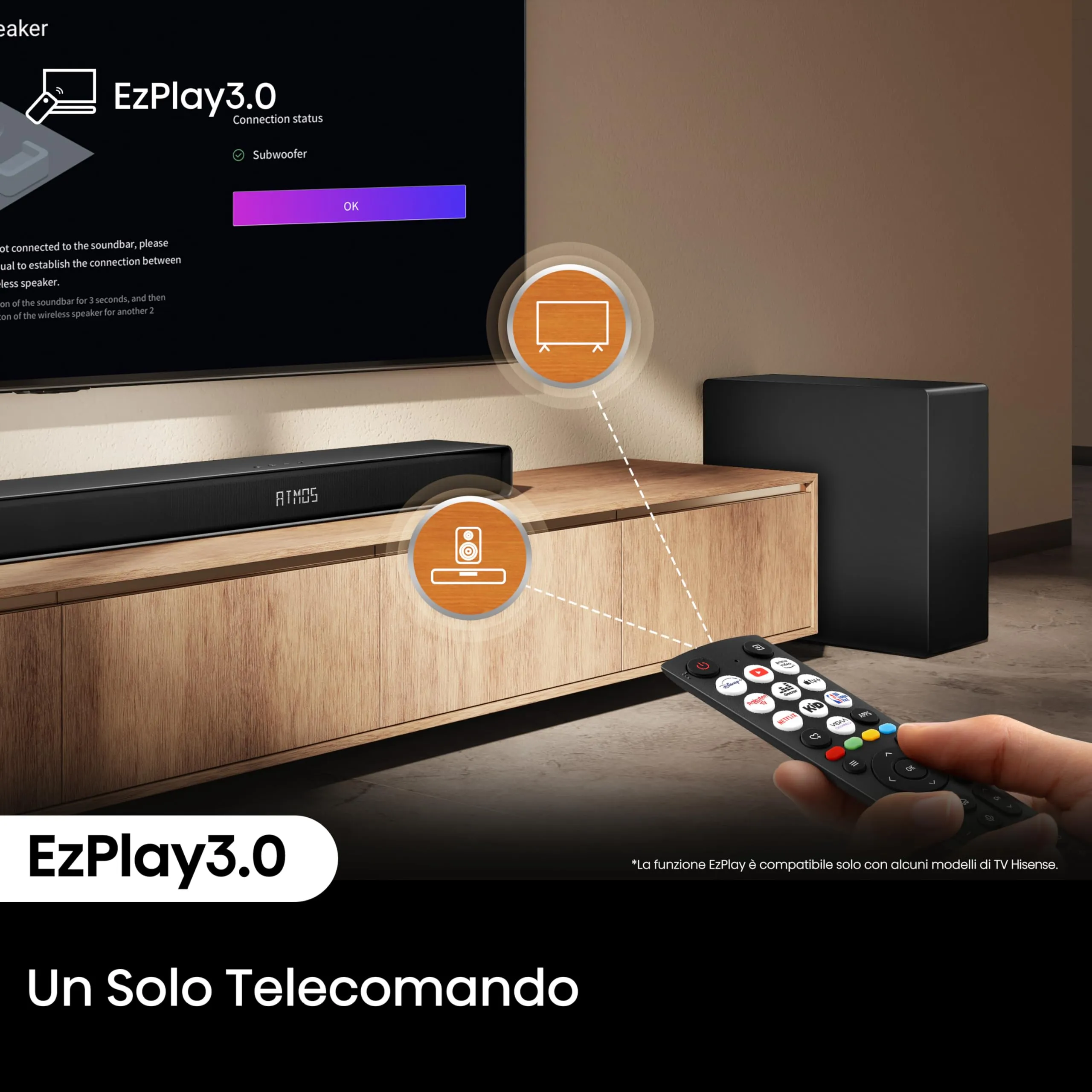 Hisense AX3120Q Soundbar 3.1.2 with Wireless Subwoofer, Dolby Atmos, DTS:X, Bluetooth, HDMI, USB, Optical Audio Input - immagine 11