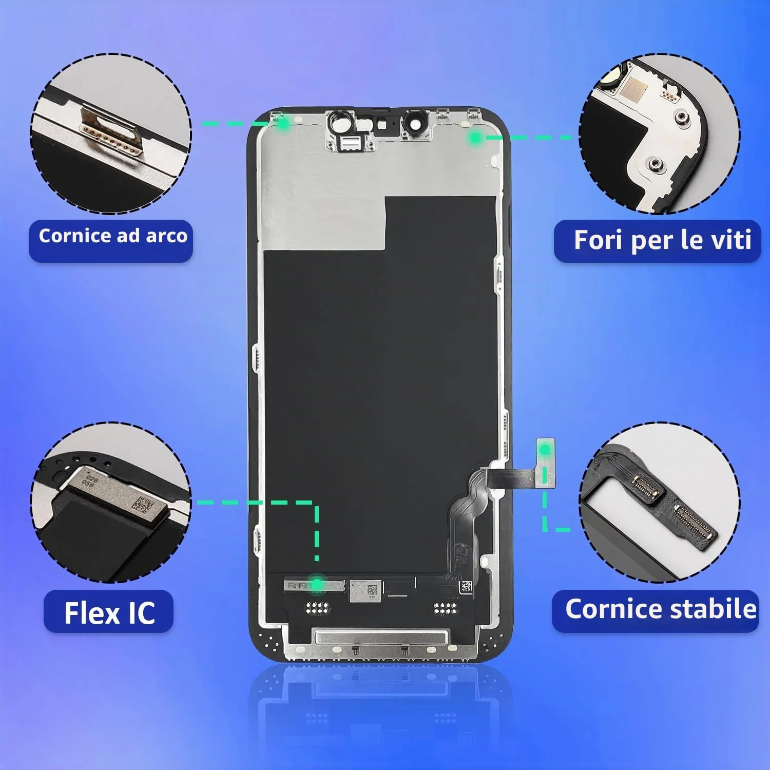 Brinonac LCD Display Screen for iPhone 13 6.1" FHD COF Digitizer Replacement Kit B1302 - immagine 8