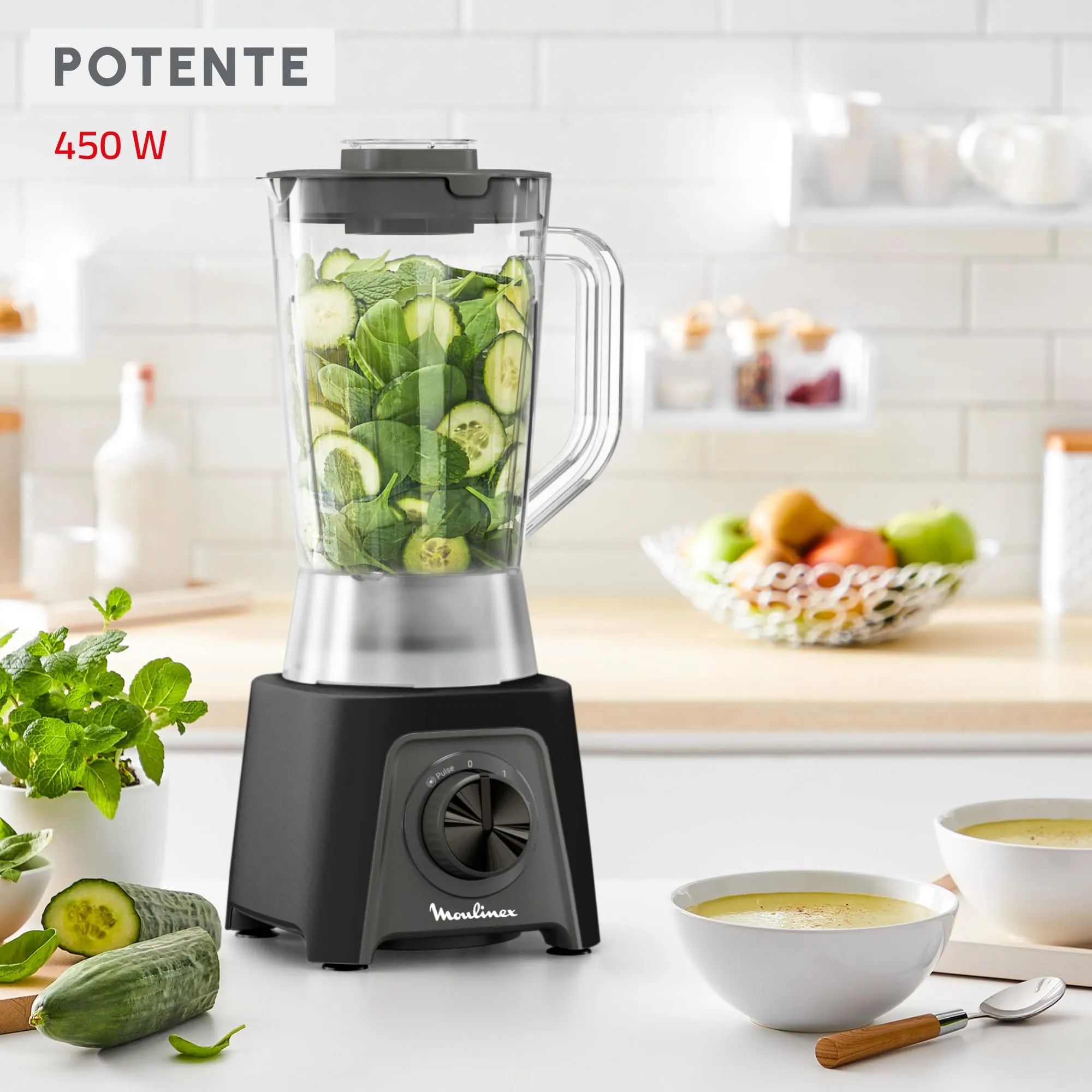 Moulinex Blendeo+ Frullatore 1.5L, Lame Zelkrom, Smart Lock, 450W, 2 Velocità, LM2C08F0 - immagine 4