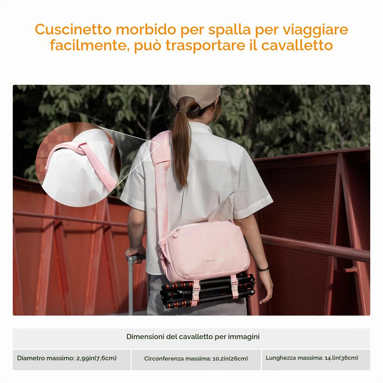 K&F Concept Borsa Foto Tracolla Impermeabile Antiurto 33cm Bordeaux - immagine 5