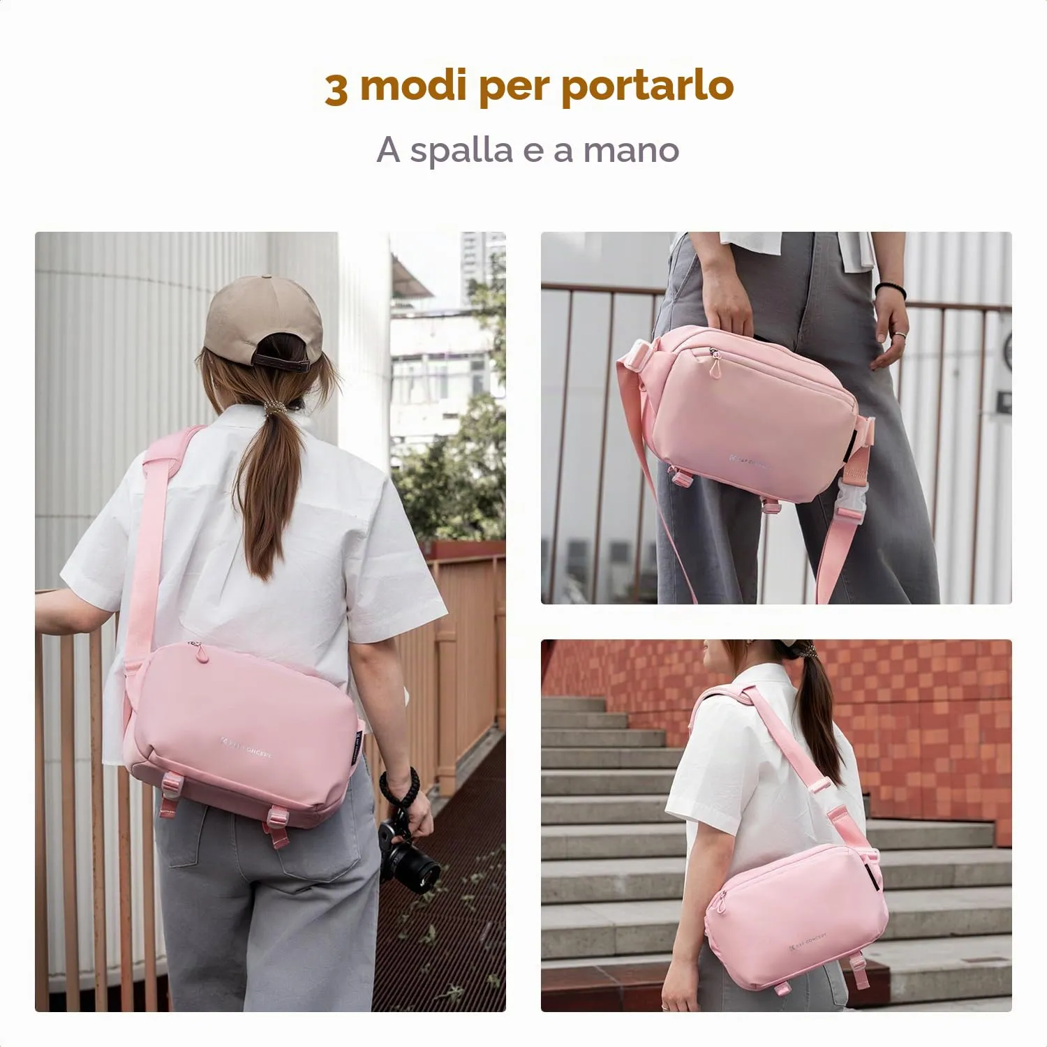 K&F Concept Borsa Foto Tracolla Impermeabile Antiurto 33cm Bordeaux - immagine 6