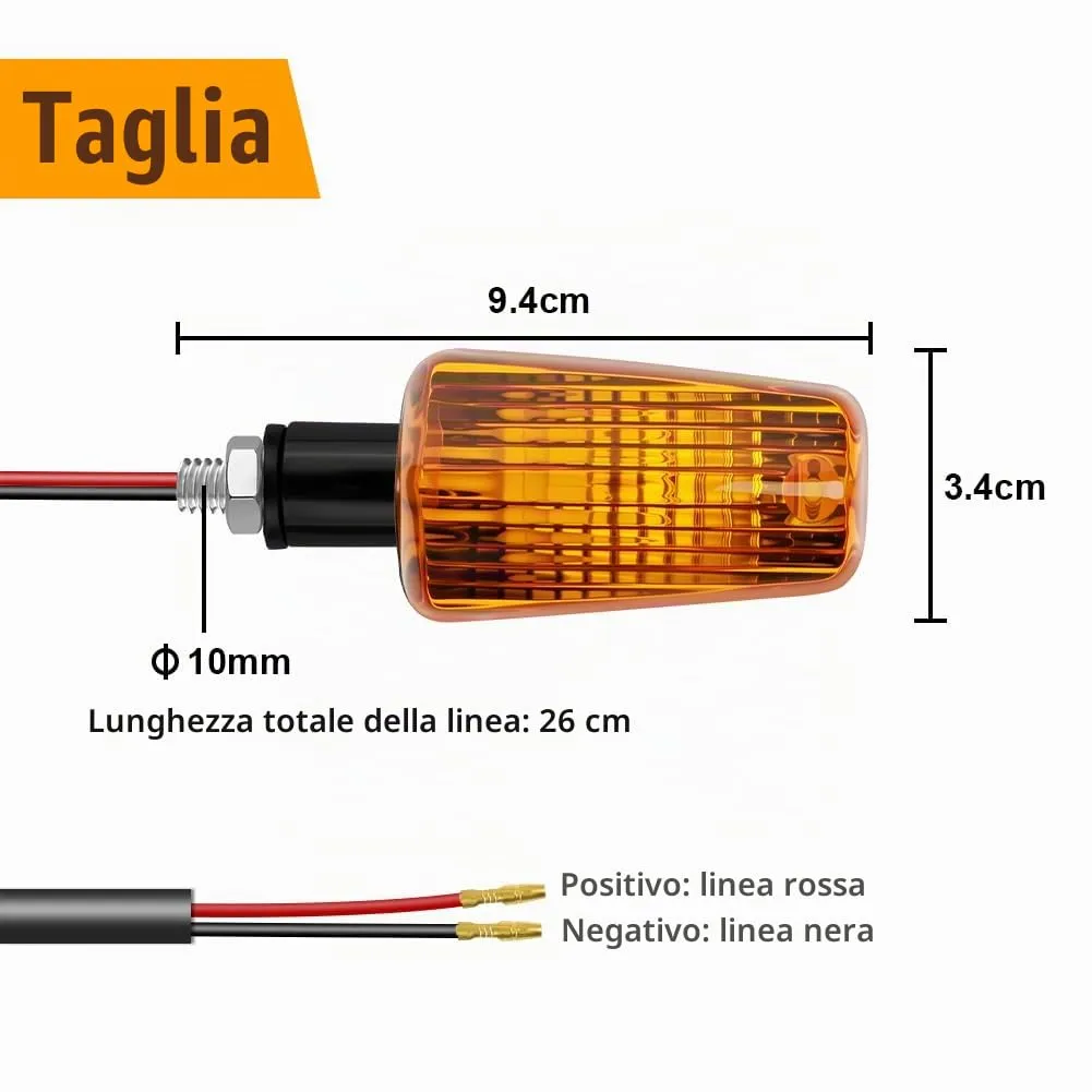 URAQT Indicatori di Direzione per Moto 12V Universali Impermeabili Ambra, 4 Pezzi - immagine 2