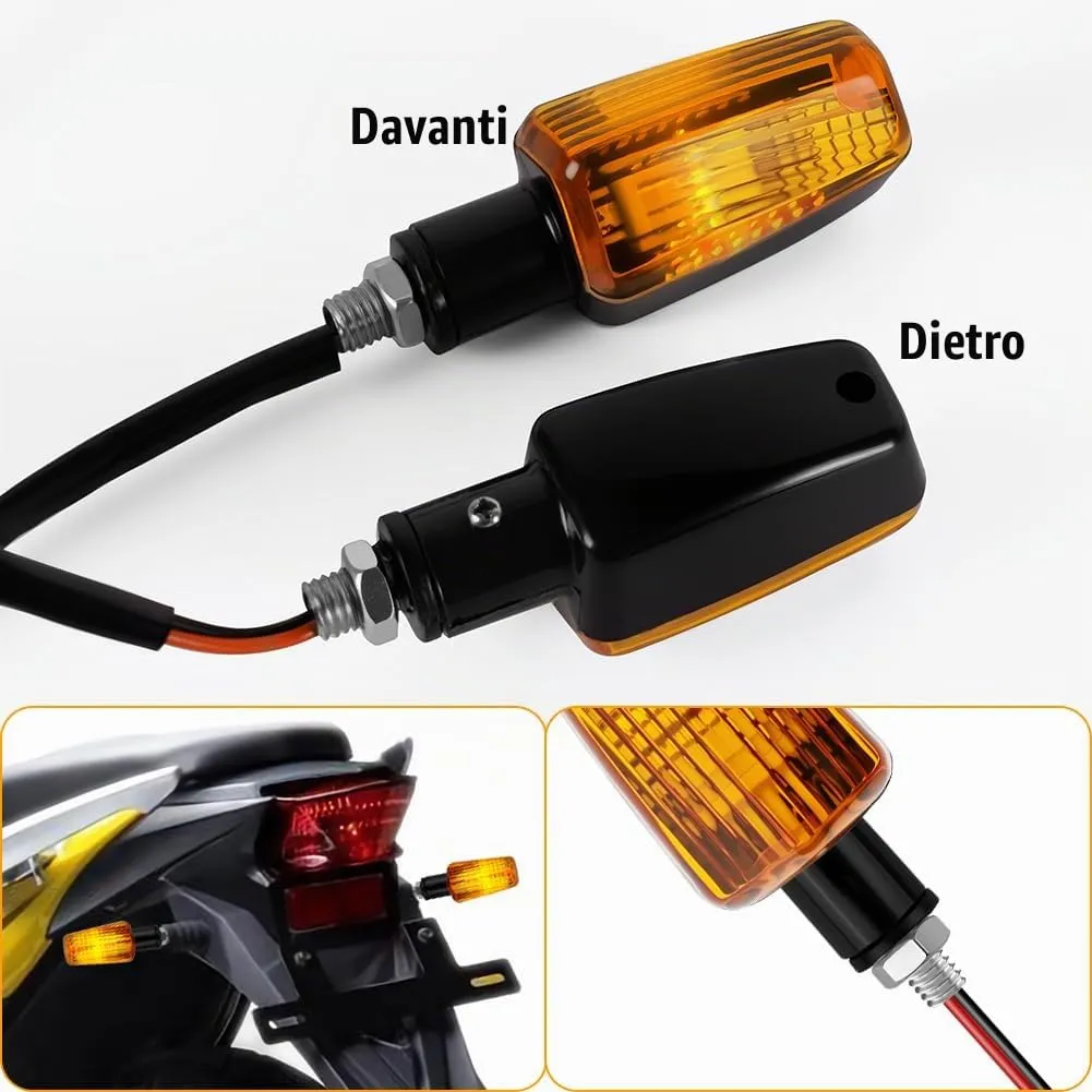 URAQT Indicatori di Direzione per Moto 12V Universali Impermeabili Ambra, 4 Pezzi - immagine 3