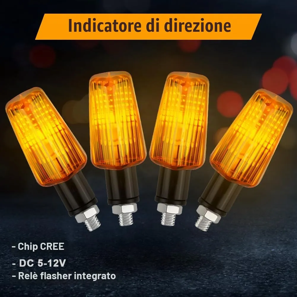 URAQT Indicatori di Direzione per Moto 12V Universali Impermeabili Ambra, 4 Pezzi - immagine 4