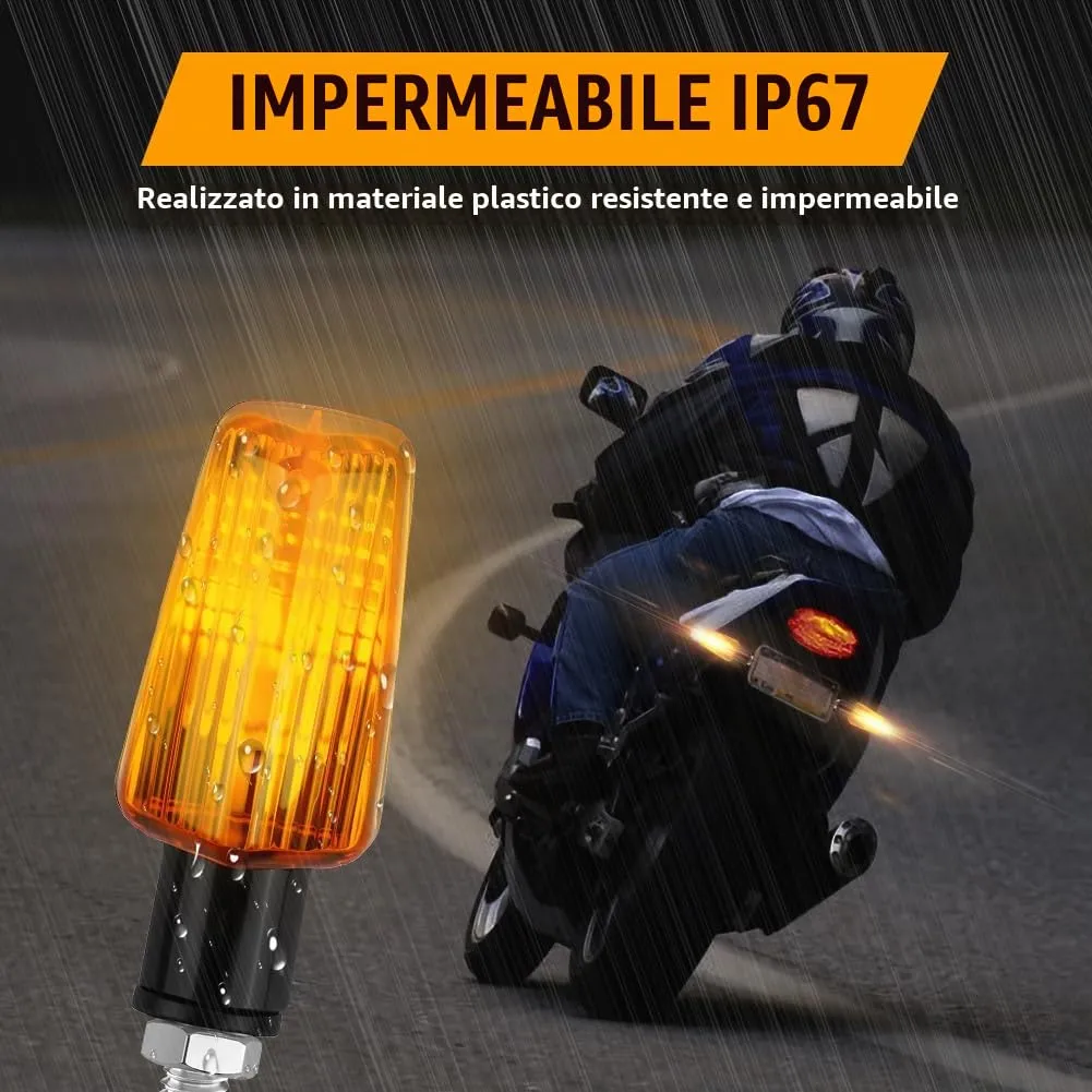 URAQT Indicatori di Direzione per Moto 12V Universali Impermeabili Ambra, 4 Pezzi - immagine 5