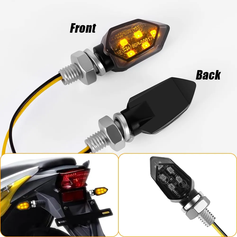 URAQT Indicatori di Direzione LED per Moto, 12V Universali, Impermeabili, Ambra, 4 Pezzi - immagine 3