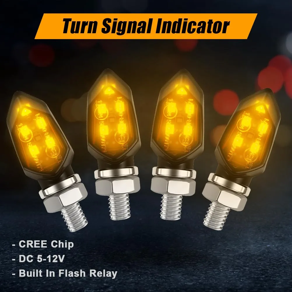 URAQT Indicatori di Direzione LED per Moto, 12V Universali, Impermeabili, Ambra, 4 Pezzi - immagine 4