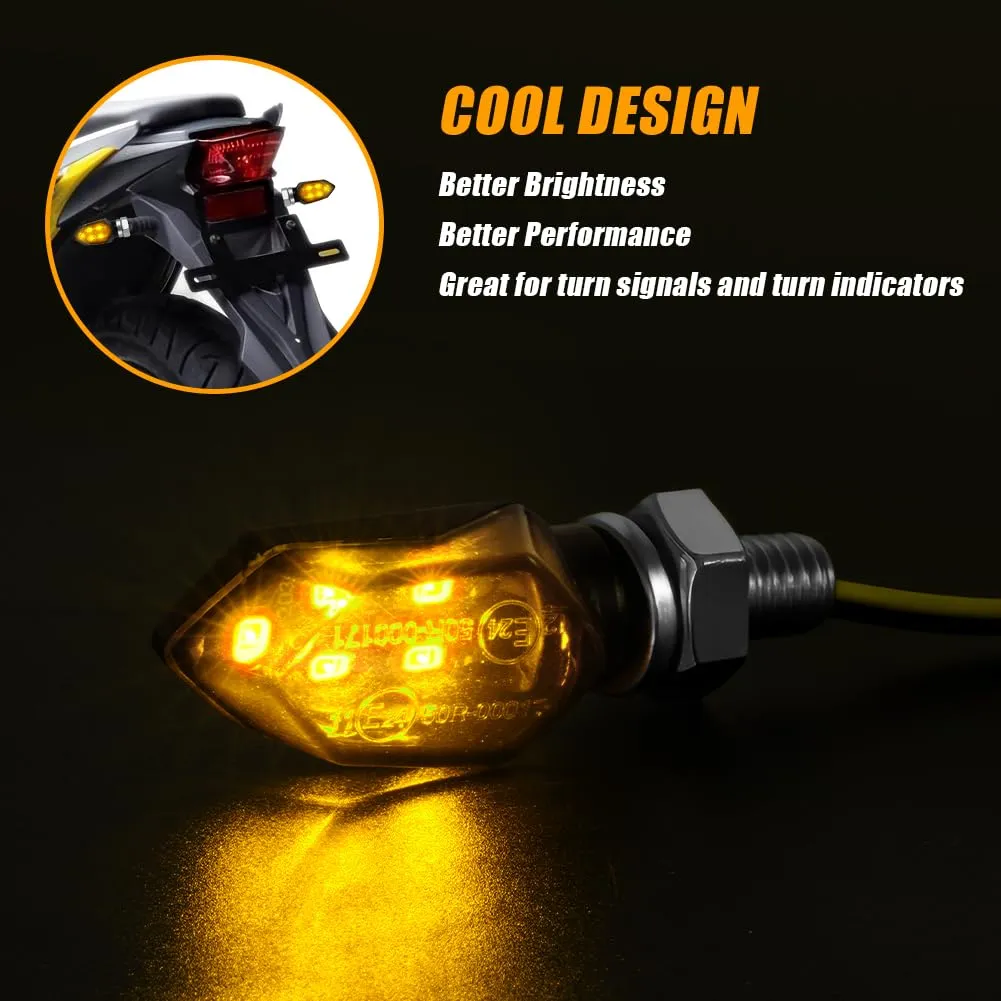 URAQT Indicatori di Direzione LED per Moto, 12V Universali, Impermeabili, Ambra, 4 Pezzi - immagine 6