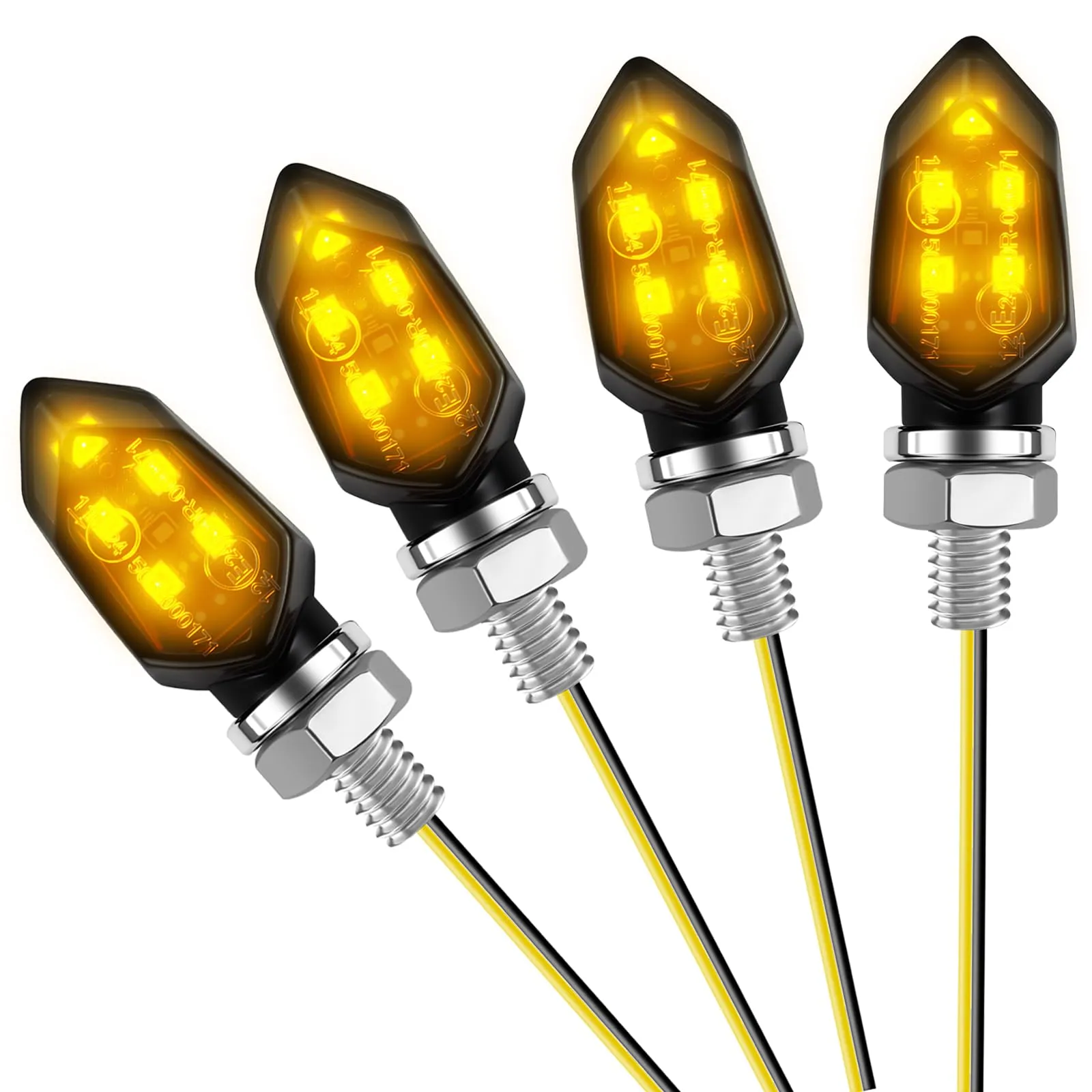 URAQT Indicatori di Direzione LED per Moto, 12V Universali, Impermeabili, Ambra, 4 Pezzi - immagine 9