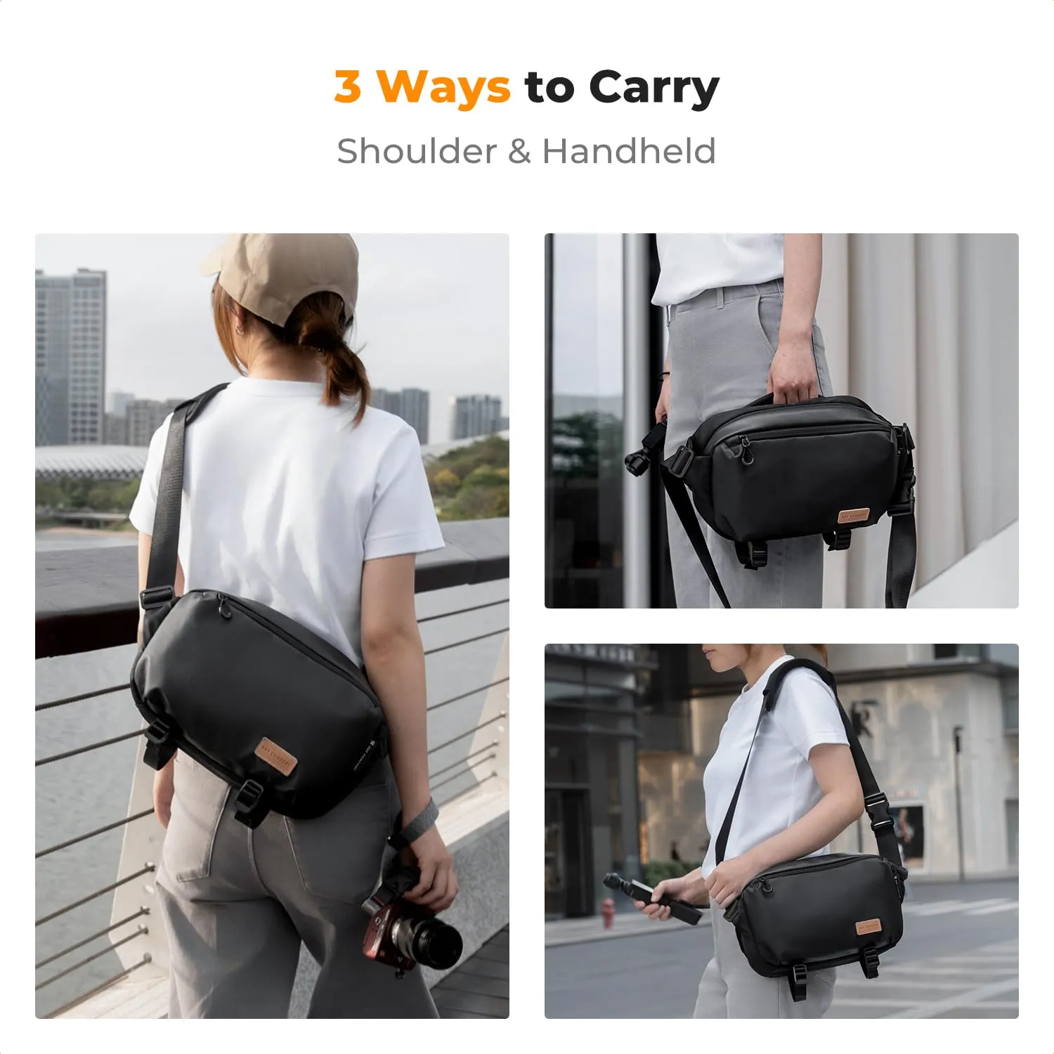 K&F Concept Borsa Foto Tracolla Impermeabile Antiurto 33cm Grigio Scuro - immagine 7