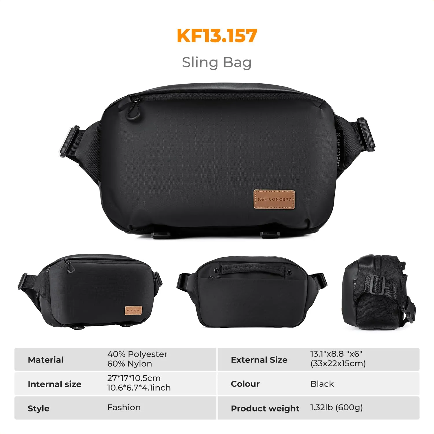 K&F Concept Borsa Foto Tracolla Impermeabile Antiurto 33cm Grigio Scuro - immagine 8