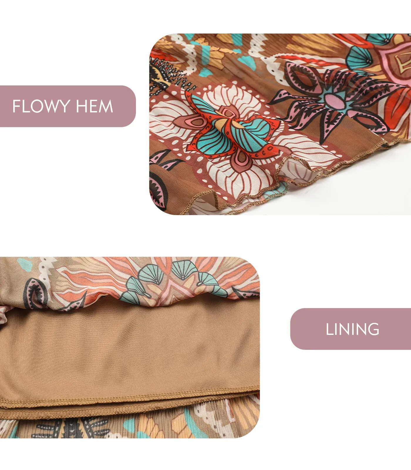 Genfien Gonna Lunga in Chiffon con Fodera da Donna - immagine 5