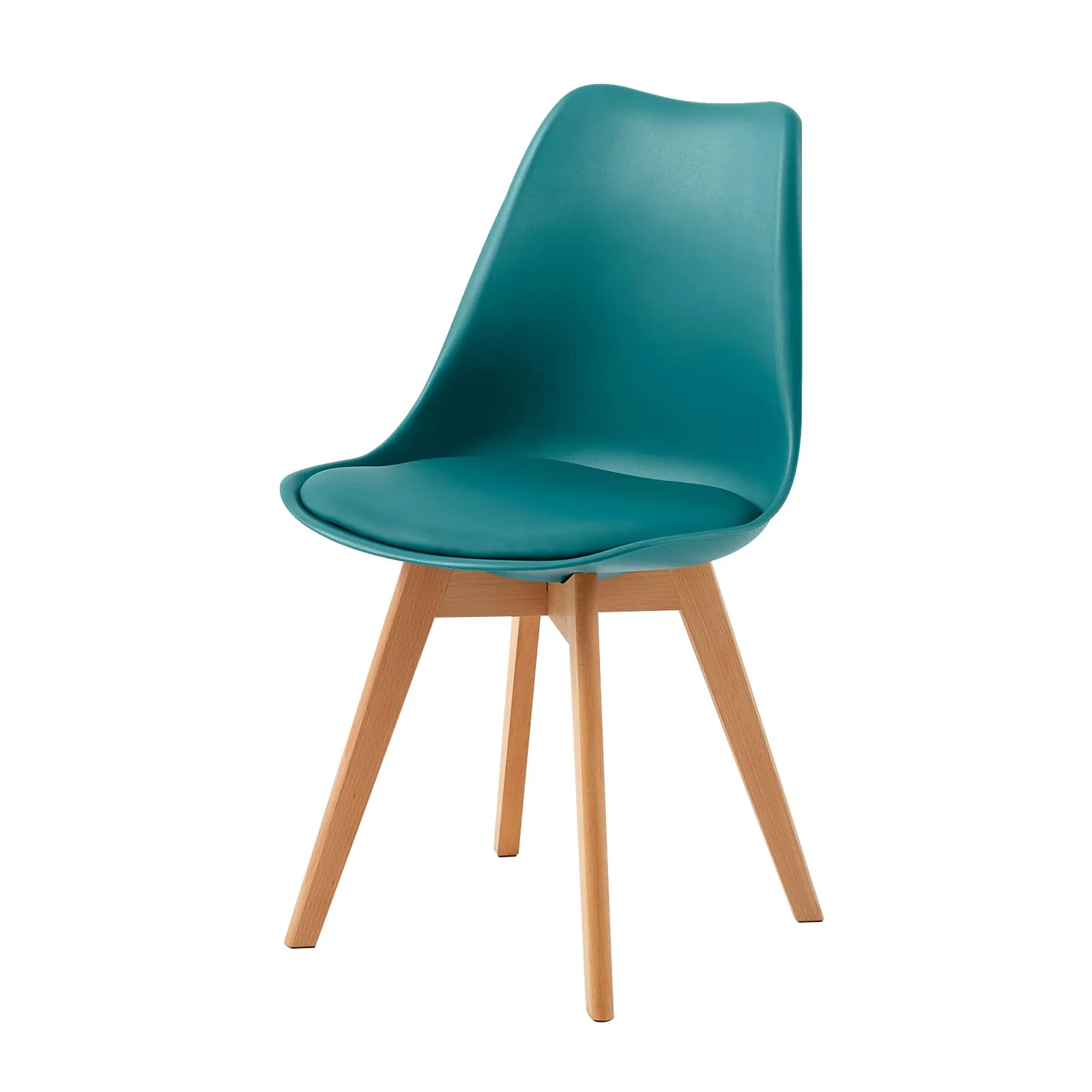 EGGREE Set di 4 Sedie da Sala da Pranzo in Faggio Massiccio e PU, Design Moderno e Scandinavo, Gelato Verde, Blu Chiaro, Morandi Azzurro, Turchese - immagine 6