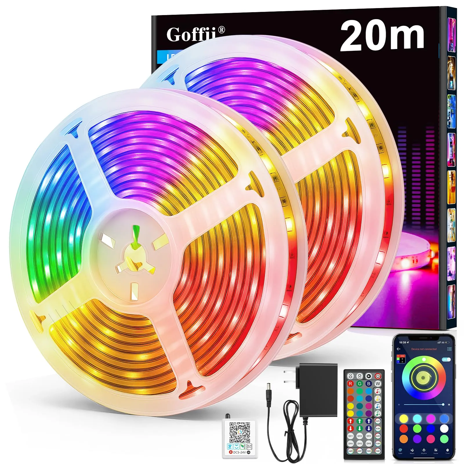 Goffii Striscia Luci LED RGB Bluetooth 20M - immagine 1