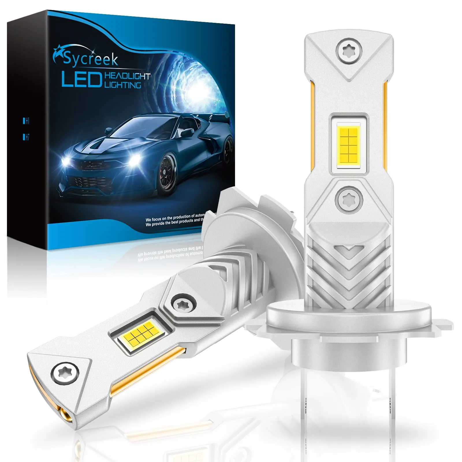 Sycreek Lampadine H7 LED 30000LM 6500K Bianco Freddo 12V per Auto e Moto Mini Plug-n-Play - immagine 1