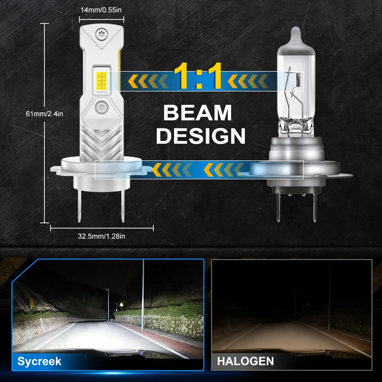 Sycreek Lampadine H7 LED 30000LM 6500K Bianco Freddo 12V per Auto e Moto Mini Plug-n-Play - immagine 3