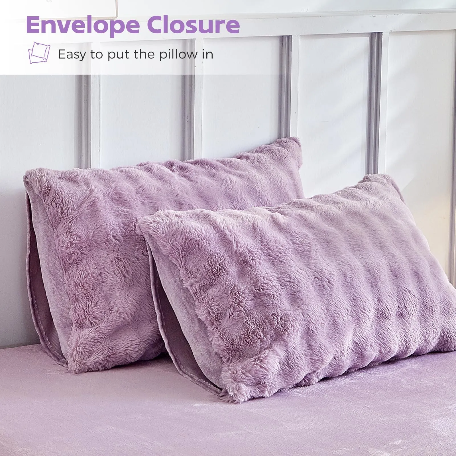 Tokokimo Set Copripiumino Matrimoniale in Flanella, 240x220cm, 3 Pezzi (1 Copripiumino + 2 Federe 50x80cm), Viola - immagine 6