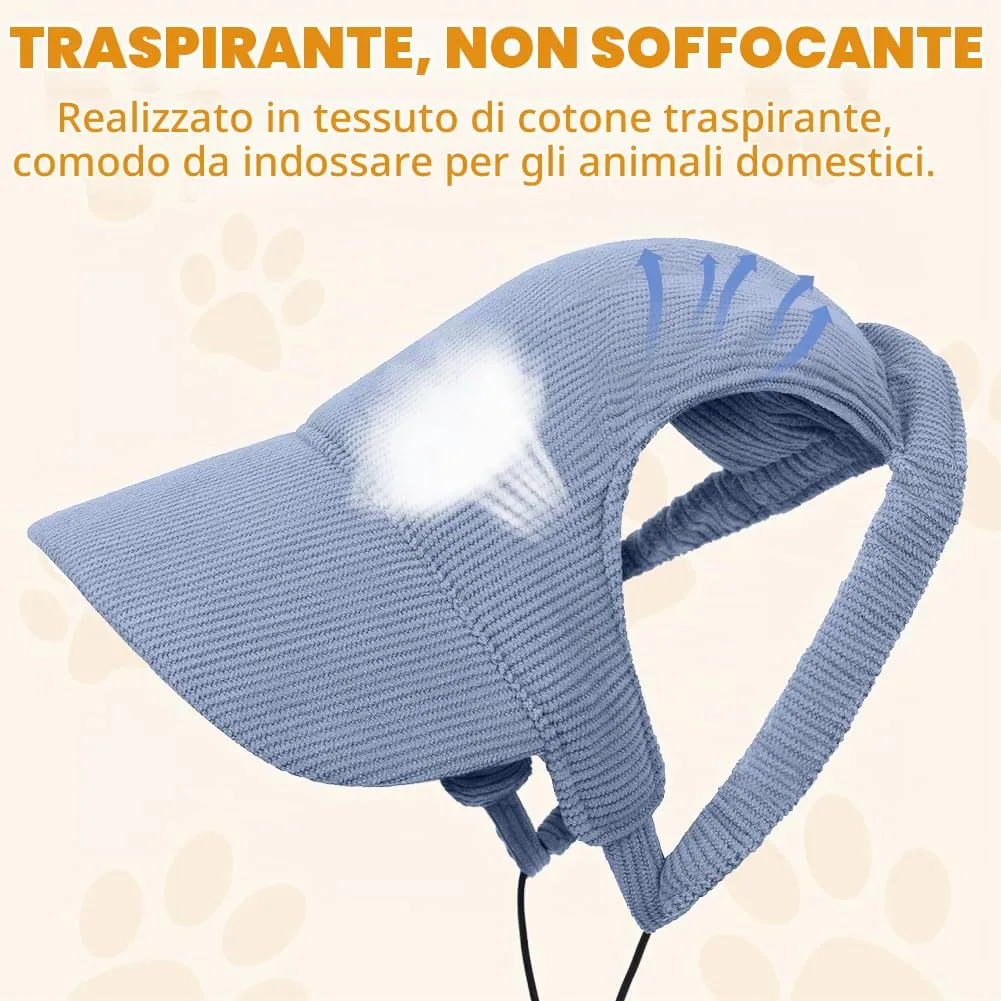 OFFCUP Berretto da Baseball per Cani Regolabile con Fori per Orecchie, Protezione Solare, Blu, Taglia M - immagine 4