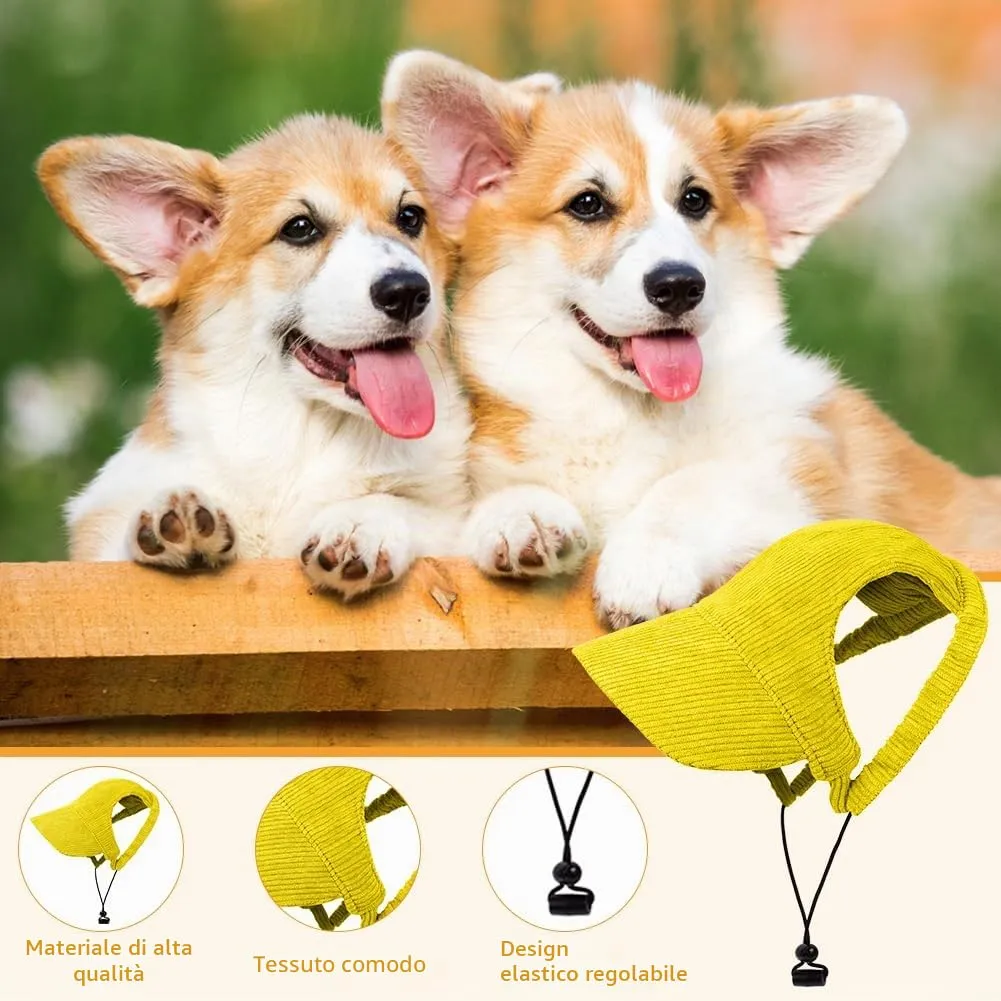 OFFCUP Berretto da Baseball per Cani Regolabile con Fori per le Orecchie (Giallo, L) - immagine 3