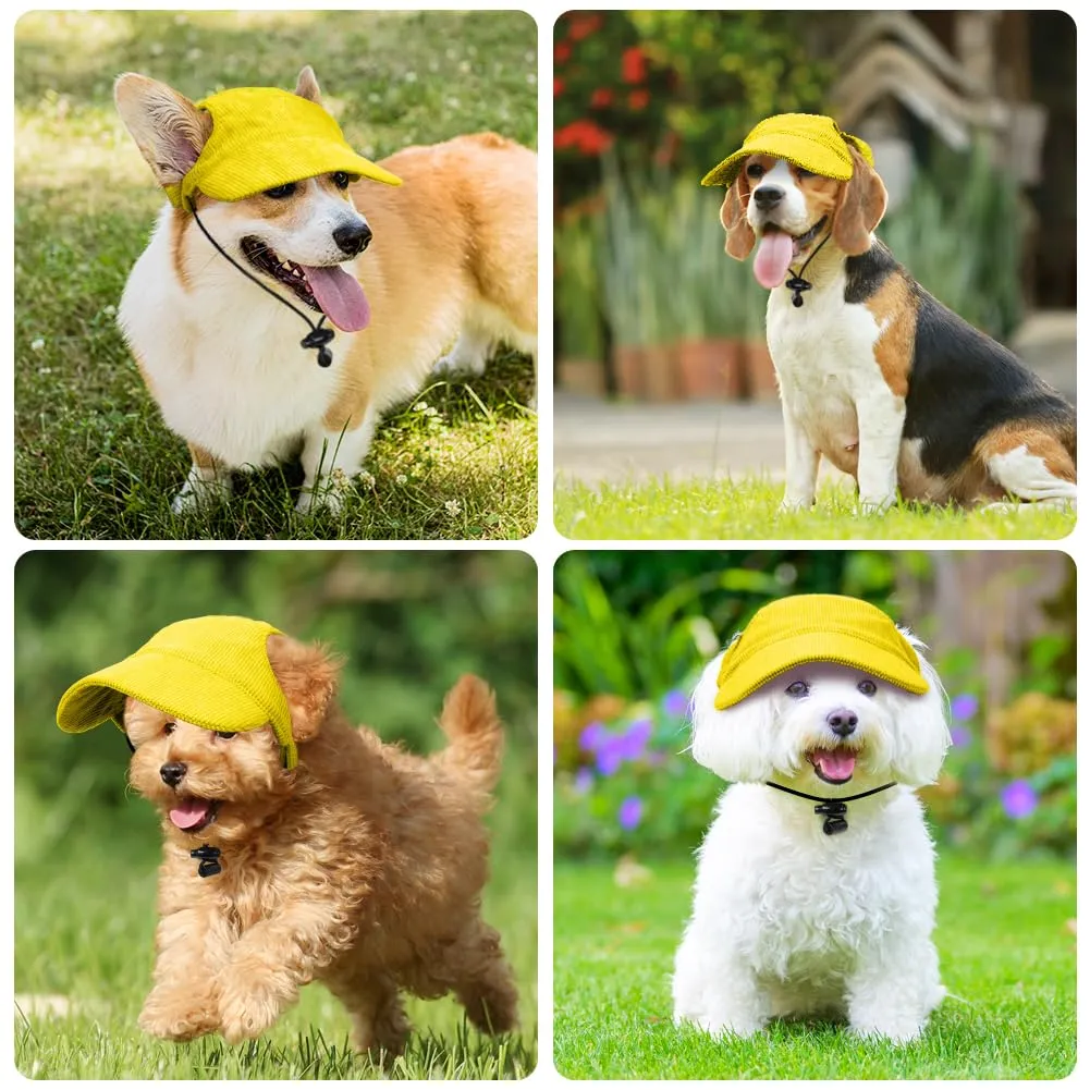 OFFCUP Berretto da Baseball per Cani Regolabile con Fori per le Orecchie (Giallo, L) - immagine 5