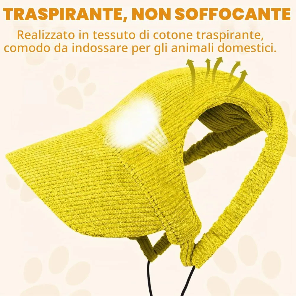 OFFCUP Berretto da Baseball per Cani Regolabile con Fori per le Orecchie (Giallo, XS) - immagine 4