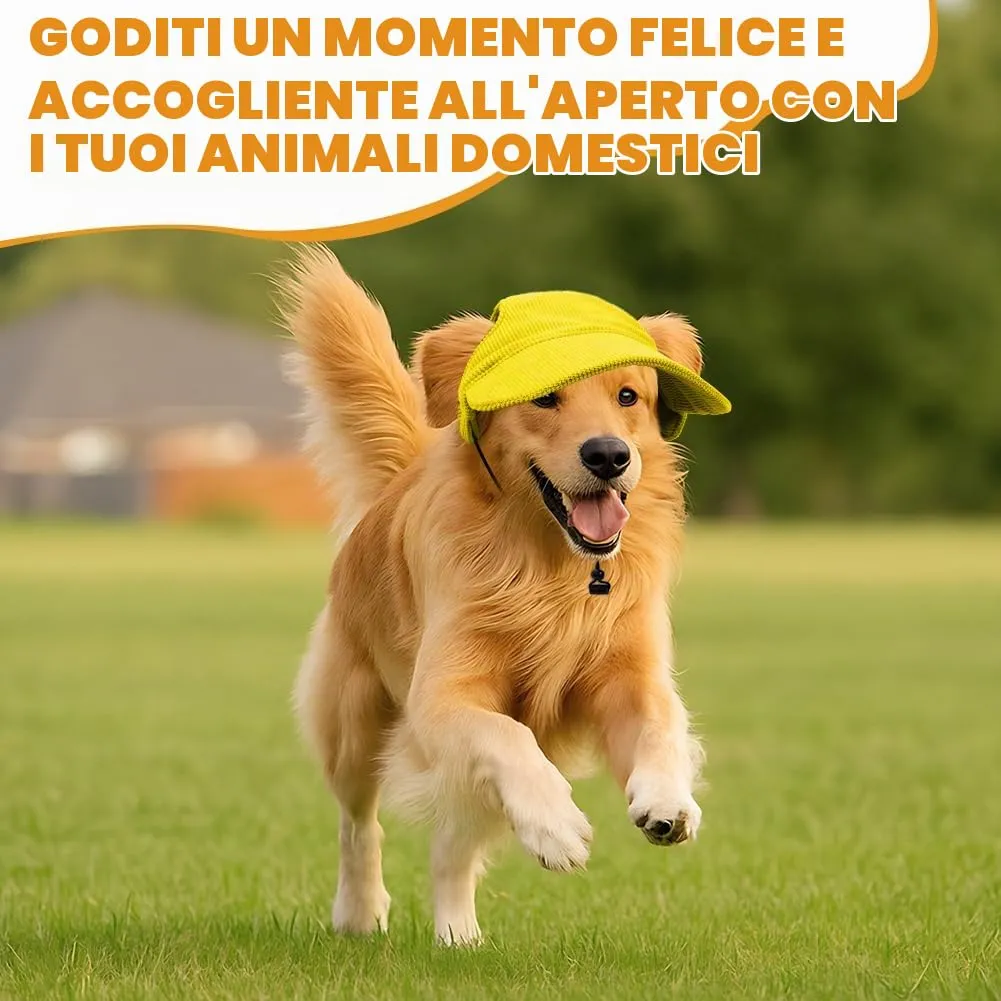 OFFCUP Berretto da Baseball per Cani Regolabile con Fori per le Orecchie (Giallo, XS) - immagine 6