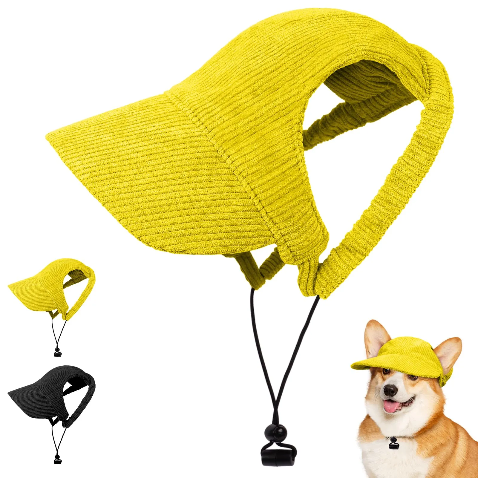 OFFCUP Berretto da Baseball per Cani Regolabile con Fori per le Orecchie (Giallo, XL) - immagine 1