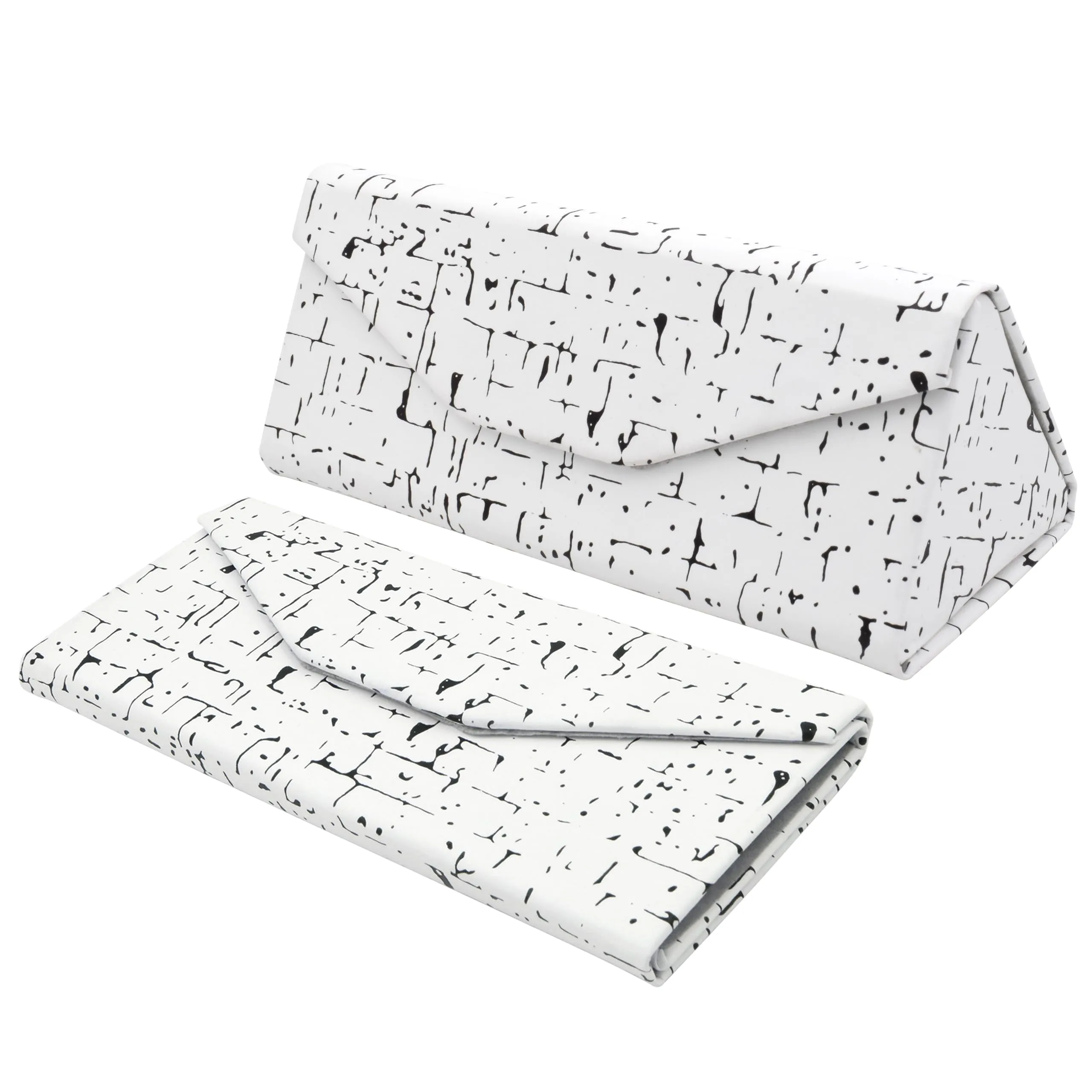 TBOC Custodia Pieghevole Occhiali da Sole Rigida Triangolare con Chiusura Magnetica, Bianco a Righe - immagine 1