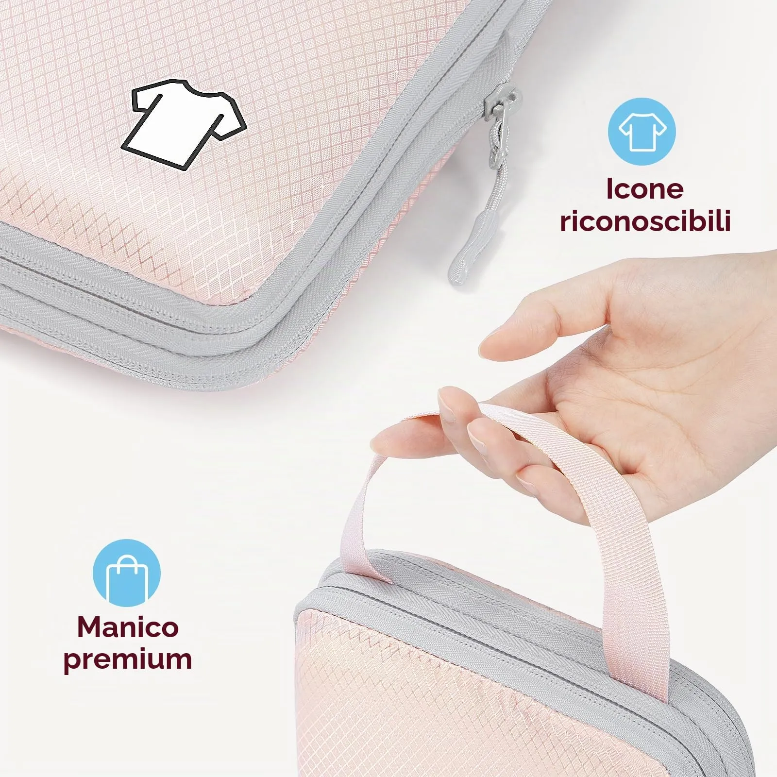 Samfolk Set 8 Packing Cubes Compression Organizer per Valigia e Viaggio, Rosa - immagine 4
