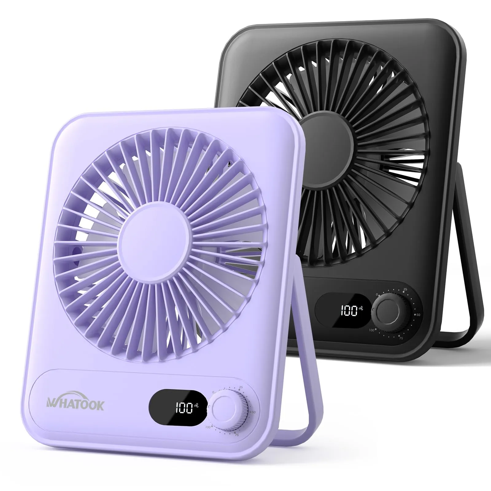 WHATOOK Set di 2 Ventilatori da Tavolo Ricaricabili 5000 mAh HL008 - immagine 1