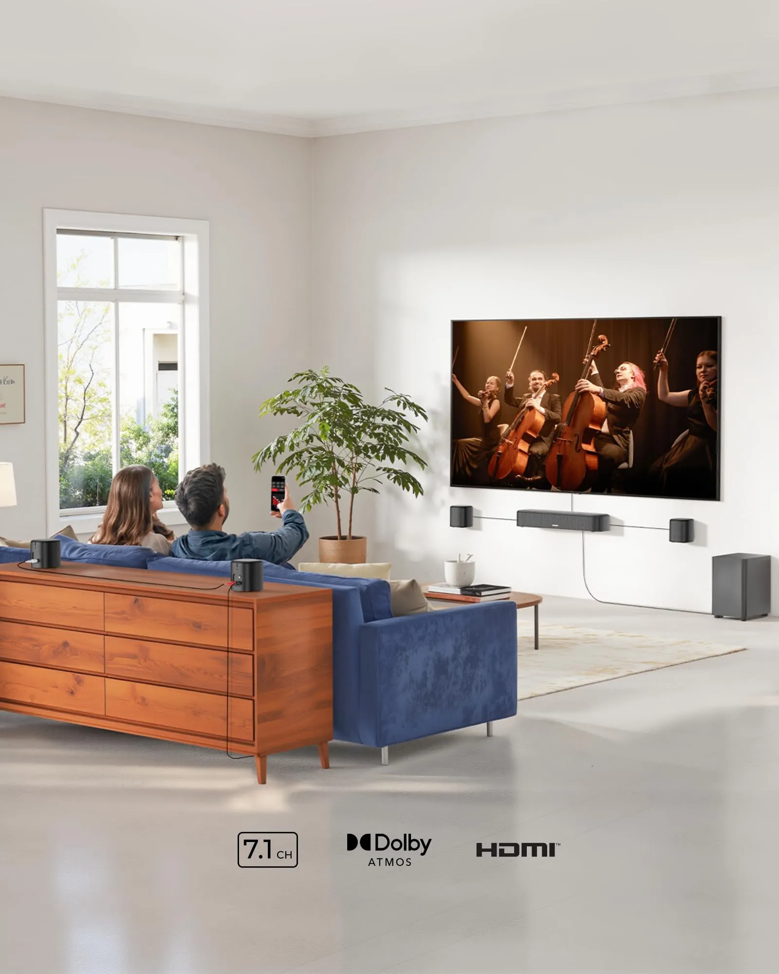 Ultimea Aura A60 7.1 Dolby Atmos Soundbar with Subwoofer, 350W, HDMI eARC, Bluetooth - immagine 9