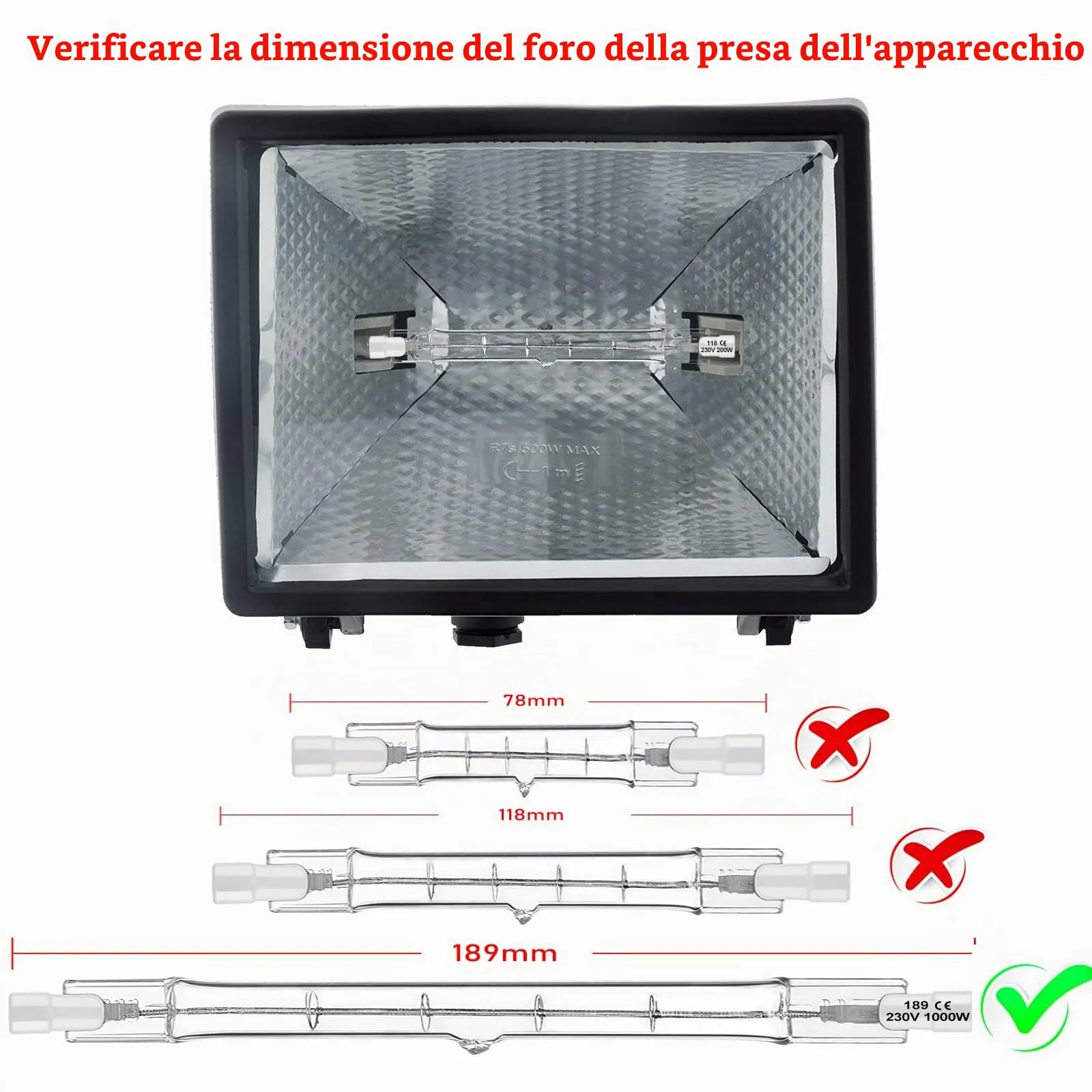 Jaenmsa R7S Lampadine Alogene 1000W 189mm J189 230V Bianco Caldo 2700K Dimmerabili, Confezione da 5 - immagine 4