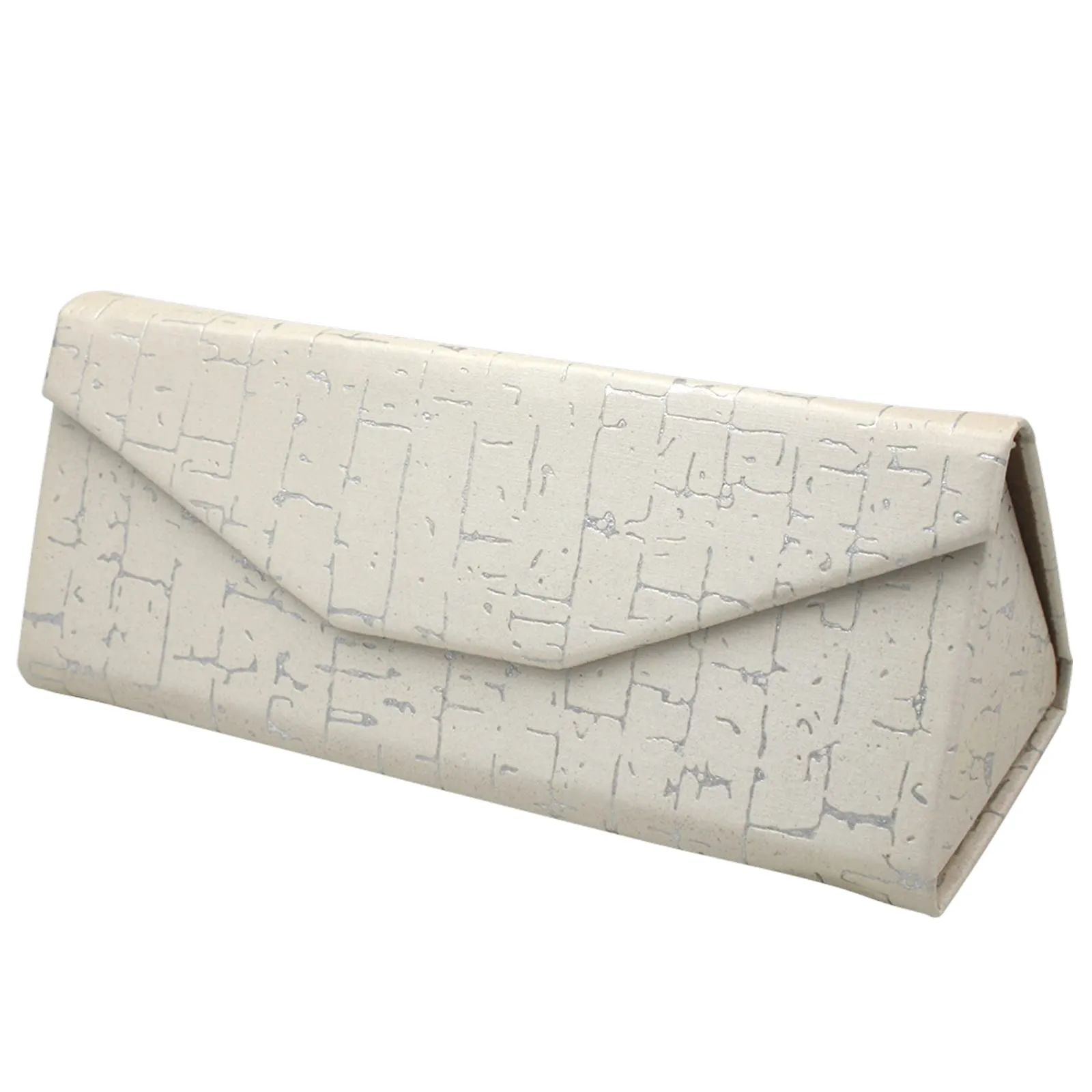 TBOC Custodia Pieghevole Rigida per Occhiali, Design Triangolare con Chiusura Magnetica, Bianco Argento - immagine 2