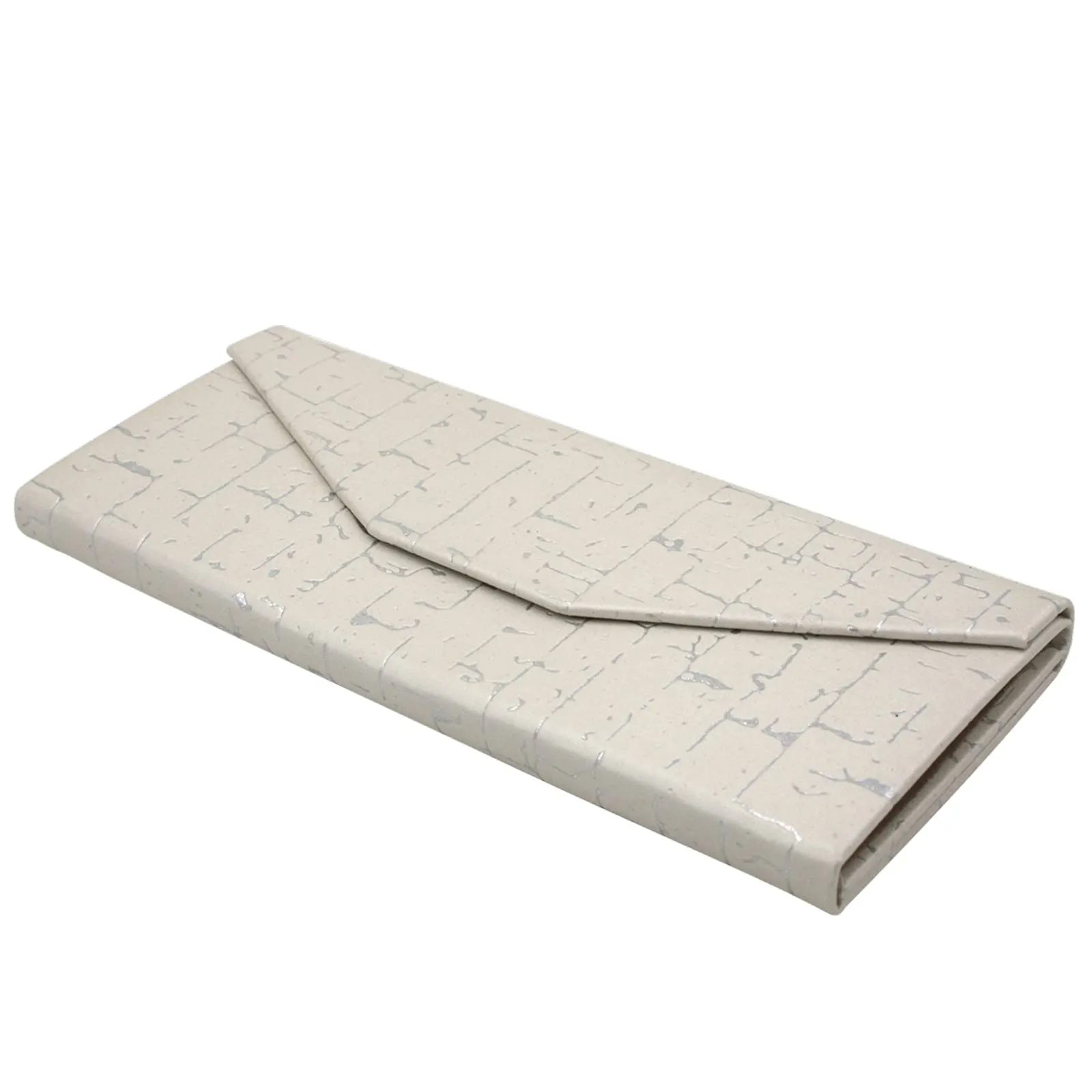 TBOC Custodia Pieghevole Rigida per Occhiali, Design Triangolare con Chiusura Magnetica, Bianco Argento - immagine 3