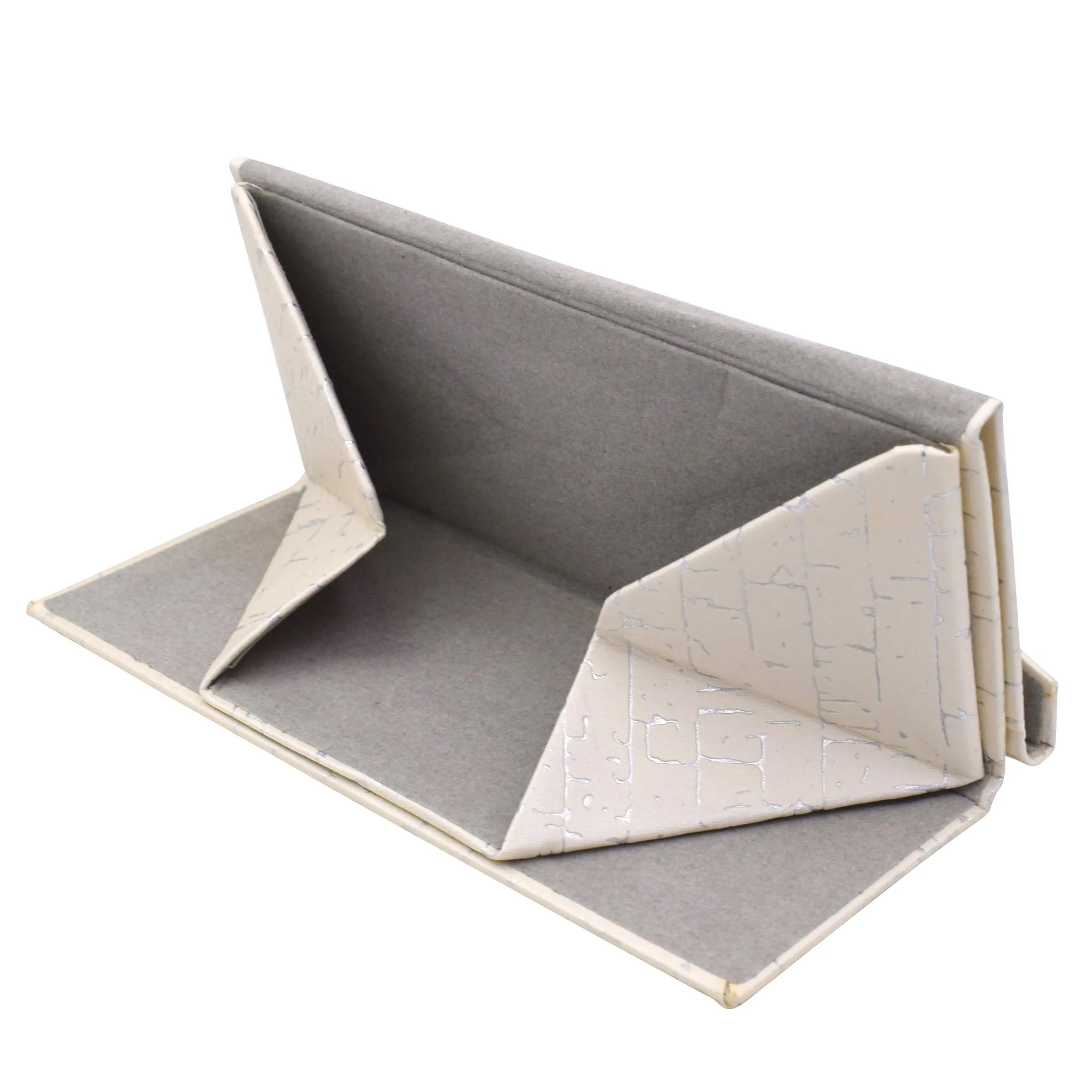 TBOC Custodia Pieghevole Rigida per Occhiali, Design Triangolare con Chiusura Magnetica, Bianco Argento - immagine 4