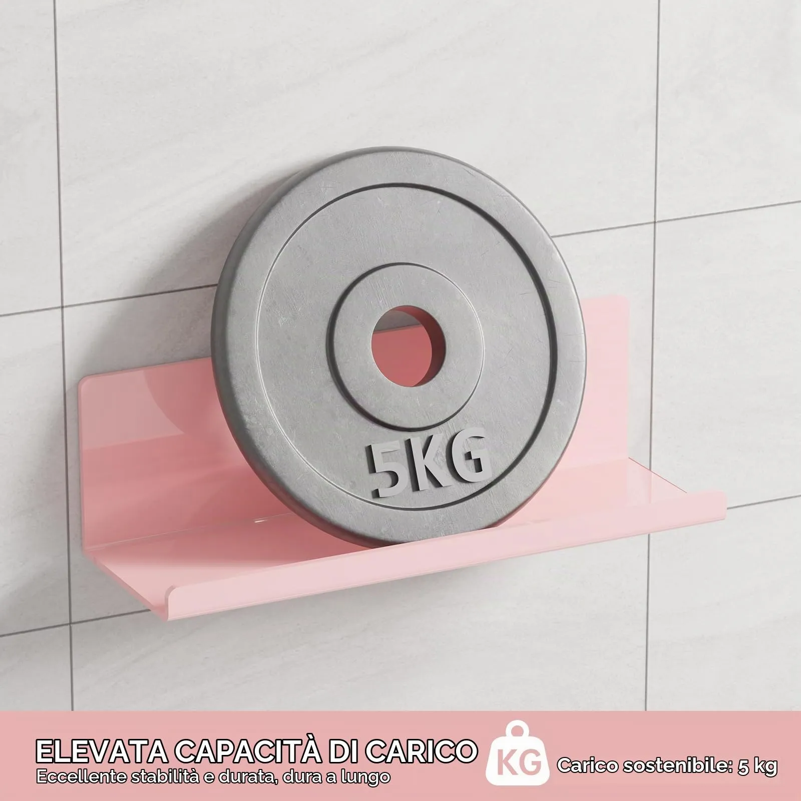 Toski Mensola da Parete in Acrilico, 2 Pezzi, 30×10cm, Rosa - immagine 2