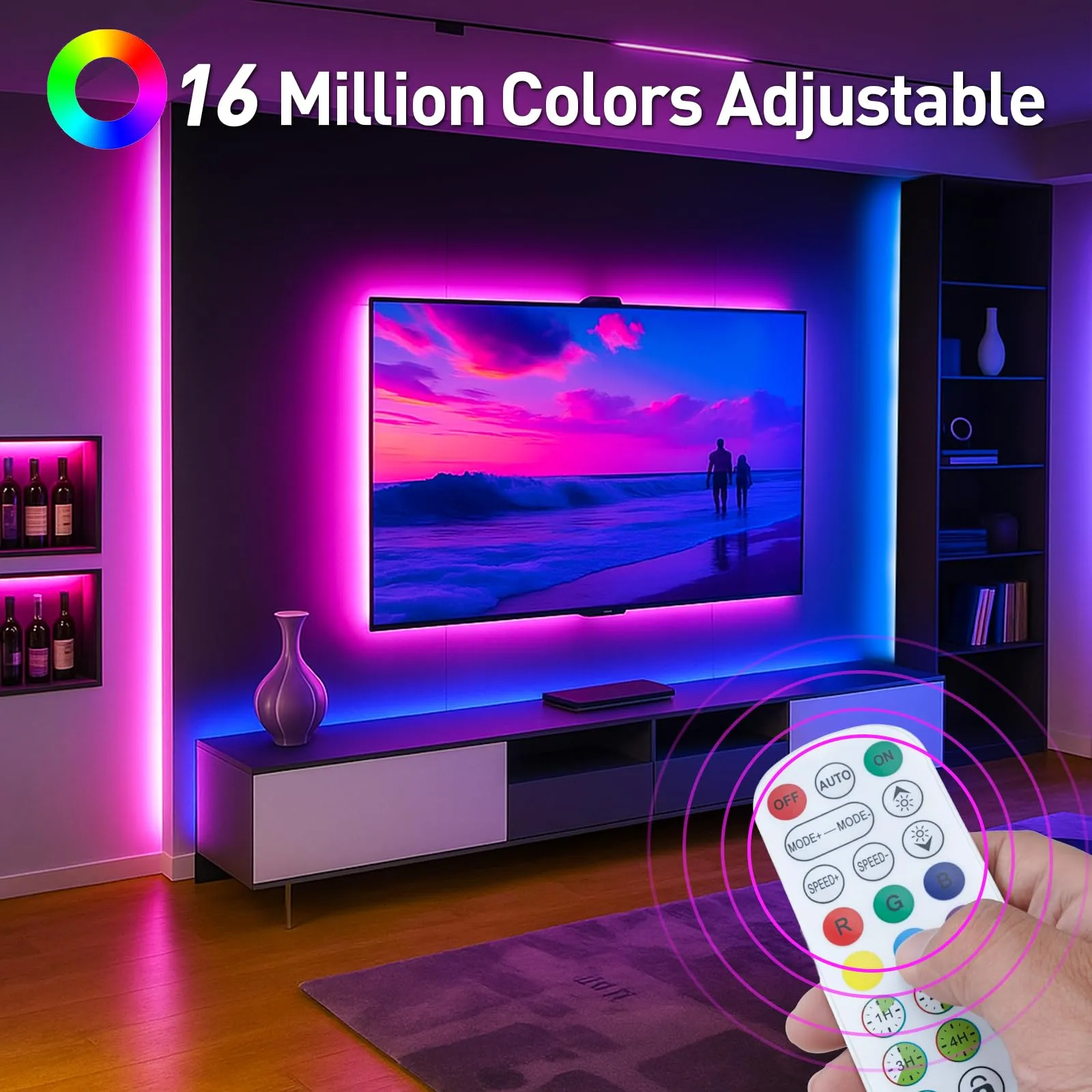 Ylatoial Striscia LED TV Retroilluminazione Intelligente 5M, 16M Colori, App + Telecomando, Sincro Musica, USB, per TV 50"-75" - immagine 5