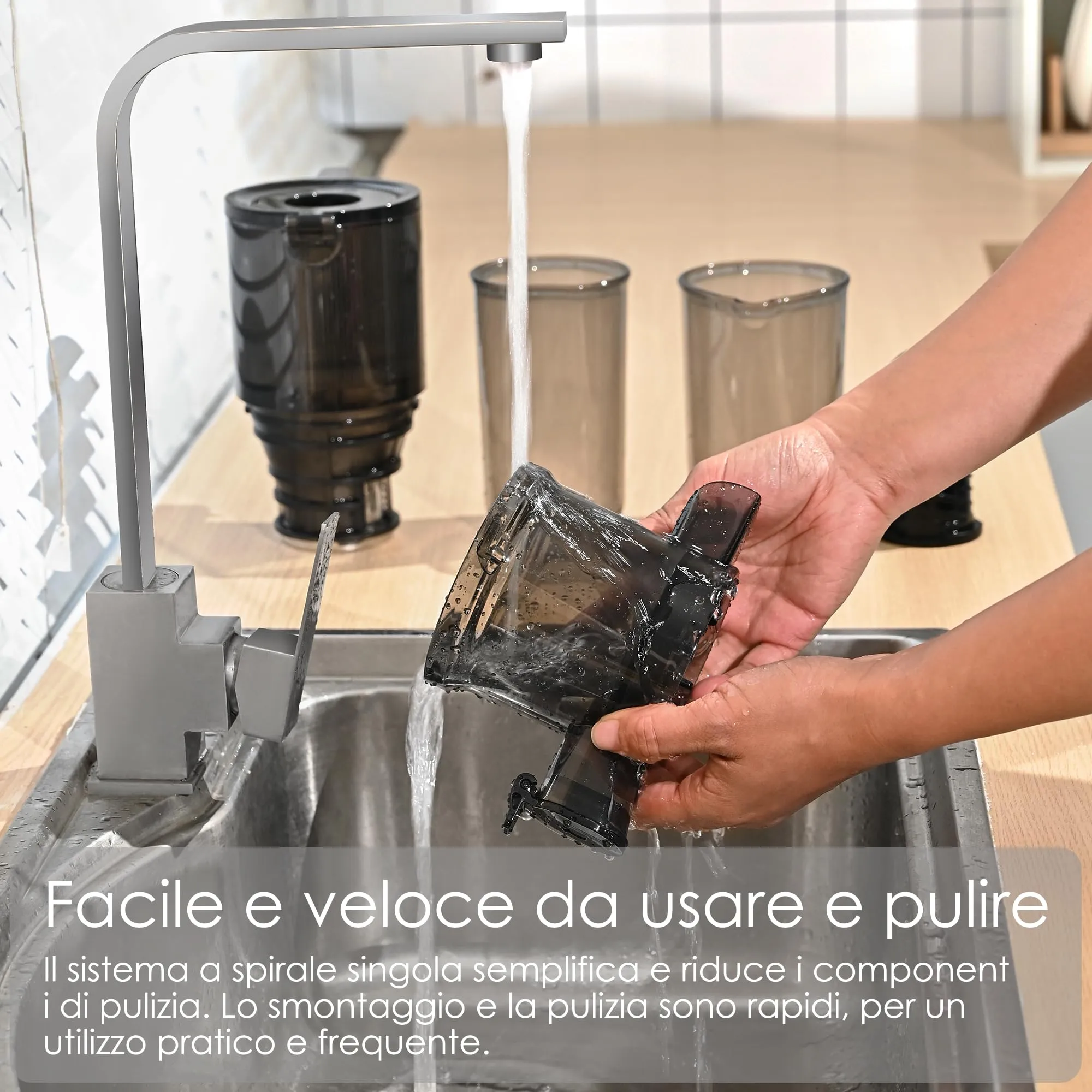Fretta Estrattore di Succo Centrifuga Lenta, 200W, Capacità 1L, Apertura 108mm, Senza BPA - immagine 6