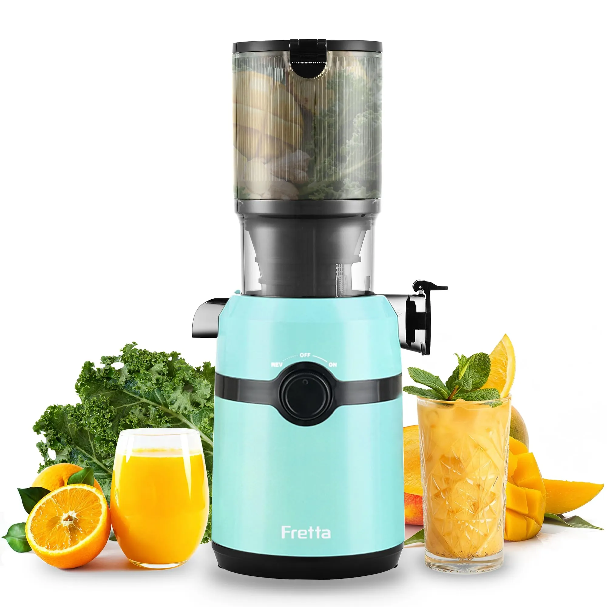 Fretta F5000 Estrattore di succo per frutta e verdura, Centrifuga Lenta 200W, Apertura 108mm, Capacità 1L - immagine 1