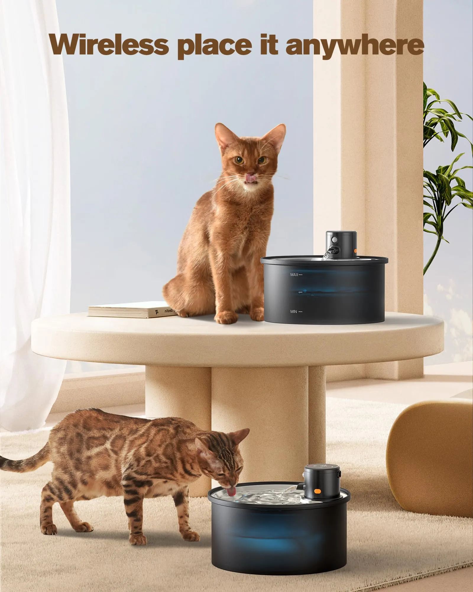 VKIMISS Fontana per Gatti Senza Fili in Acciaio Inox, 3,2 L, con Sensore di Movimento, 8 Filtri a Carbone e 8 Spugne - immagine 4