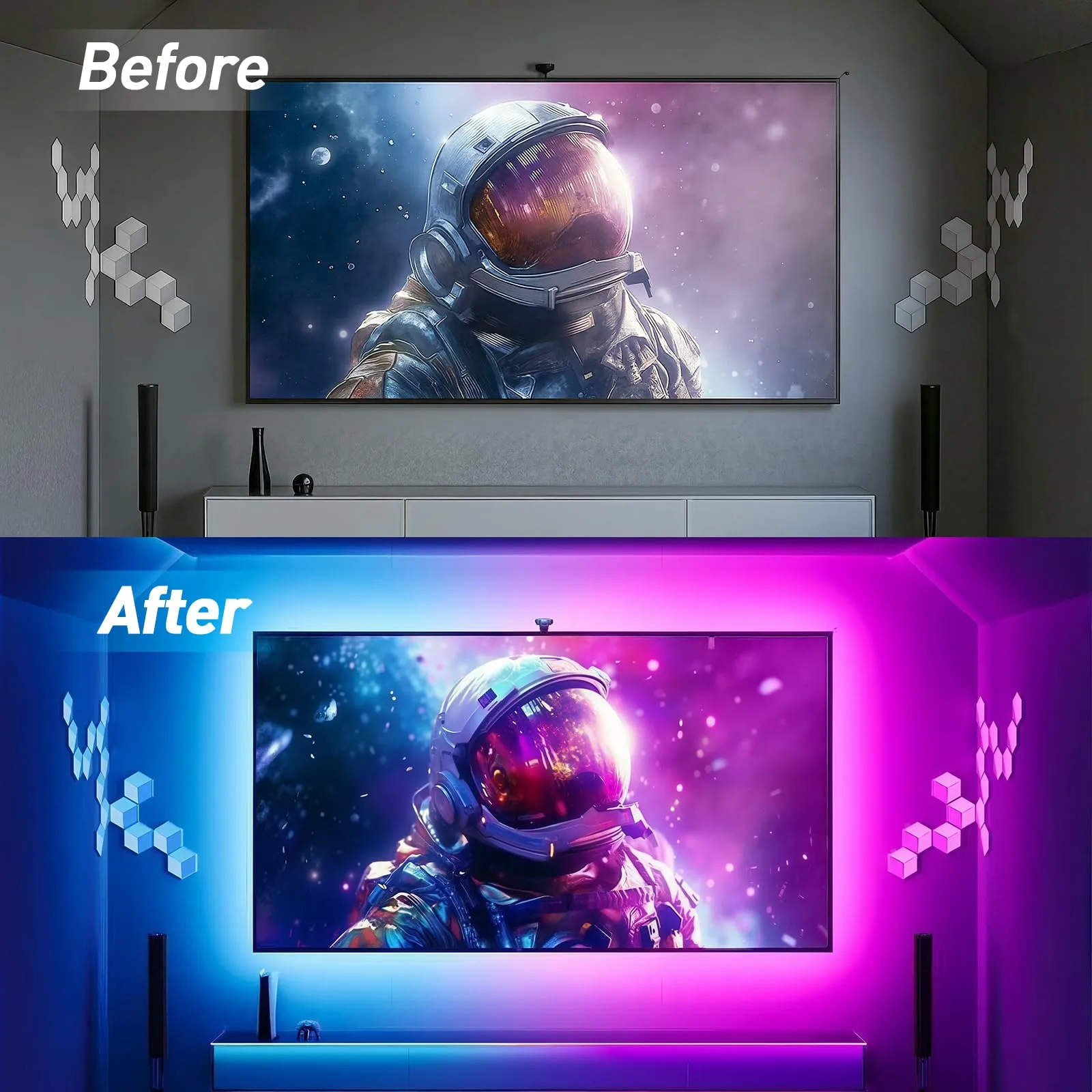 Ylatoial Striscia LED TV Retroilluminazione Intelligente 4M, 16M Colori, App e Telecomando, Sincro Musica, USB, per TV 32"-55" - immagine 6
