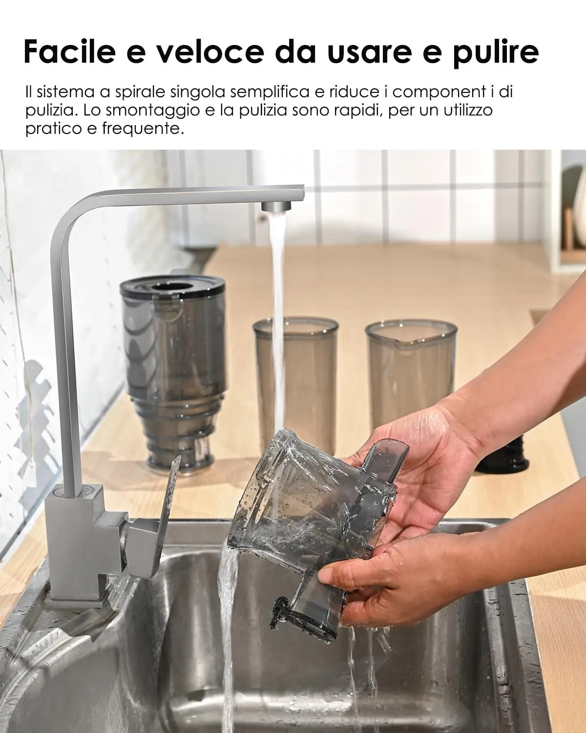 Fretta Estrattore di succo a freddo F5000, 200W, 1L, apertura 108mm, Grigio - immagine 3