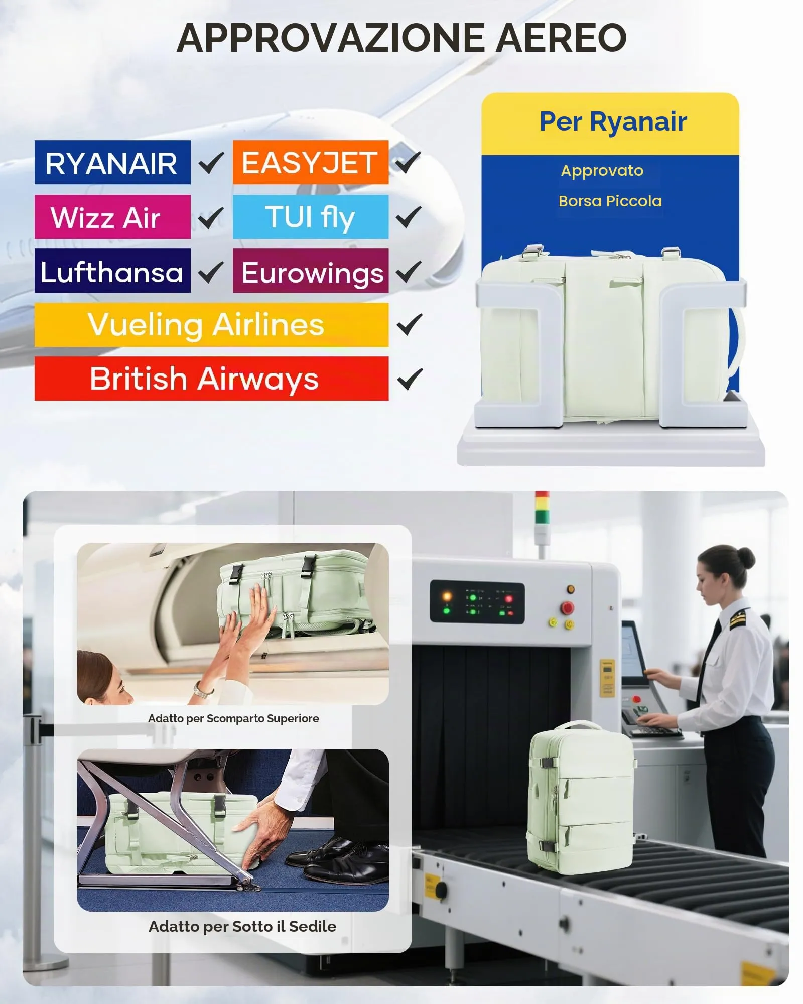 SZLX Zaino da Viaggio Sottovuoto con Pompa 40x30x20 per Ryanair e Wizzair, Impermeabile, Scomparto Laptop 14 Pollici e Scomparto Scarpe - immagine 2