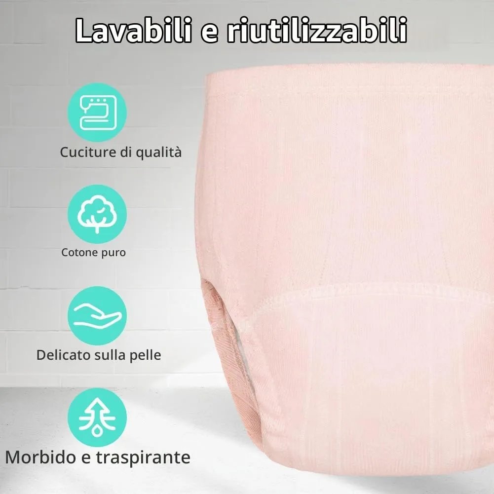 Aolso Mutandine di Apprendimento per Bambini, Cotone Assorbente e Traspirante per Vasino, 3 Pezzi, Rosa Giallo, Taglia 100 - immagine 4