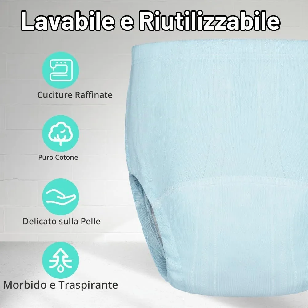 Aolso Mutandine di Apprendimento per Vasino, 3 Pezzi, Verde/Bianco/Blu, Taglia 110 - immagine 4