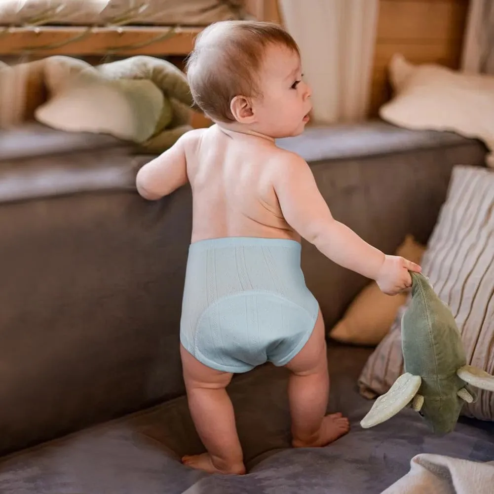 Aolso Mutandine di Apprendimento per Bambino, 3 Pezzi, Cotone Assorbente e Traspirante, Blu-Verde, Taglia 100 - immagine 2