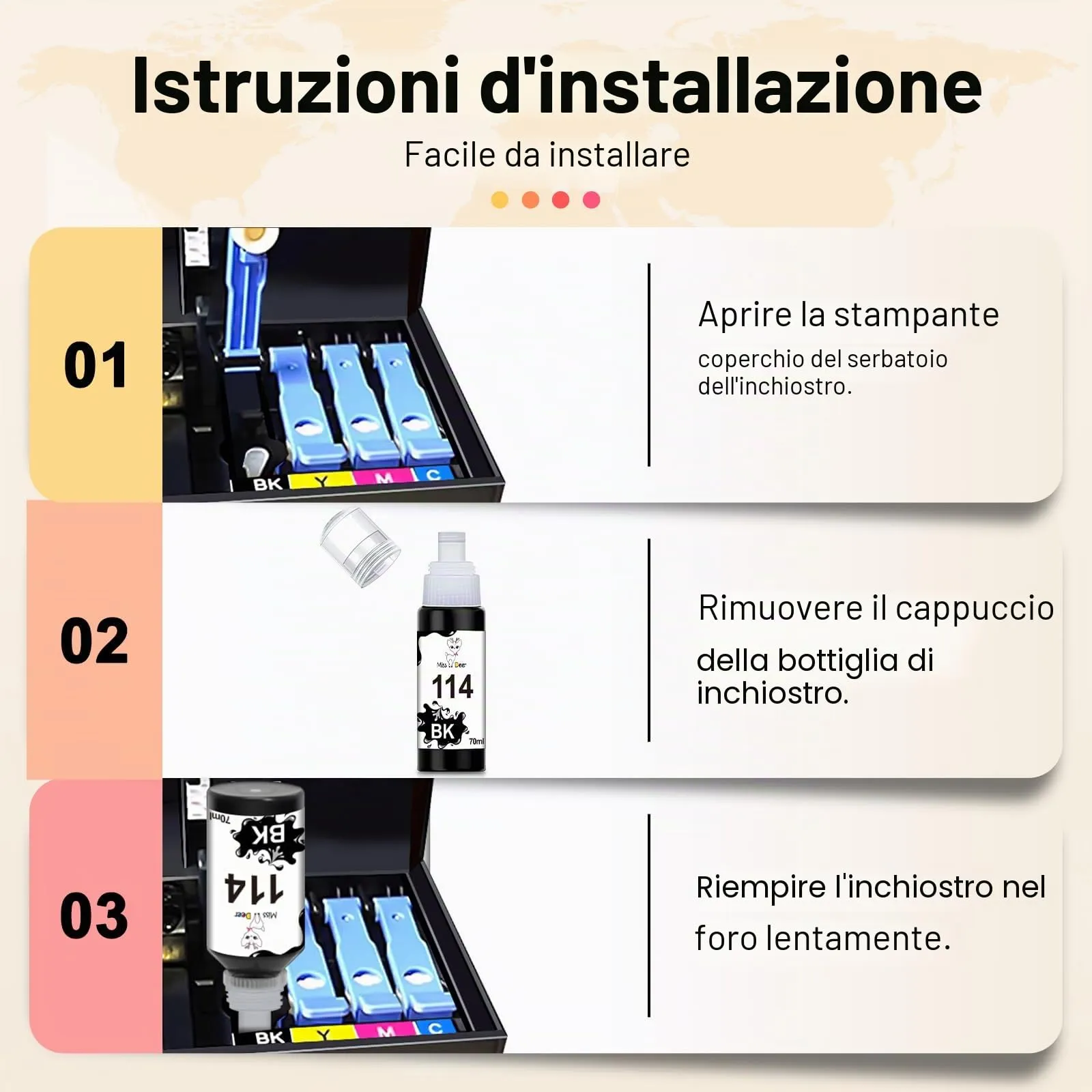 Miss Deer 114 Inchiostro Compatibile con Epson EcoTank ET-8500 ET-8550 (Nero, Foto Nero, Ciano, Magenta, Giallo, Grigio, 6-Pack) - immagine 6