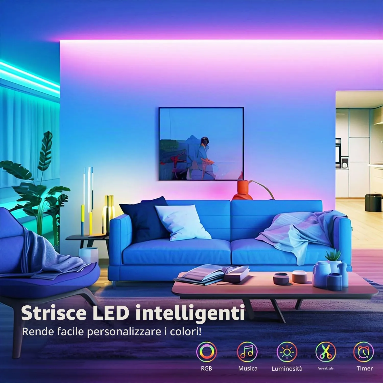 Goffii Striscia LED RGB 10M con Telecomando e App - immagine 3