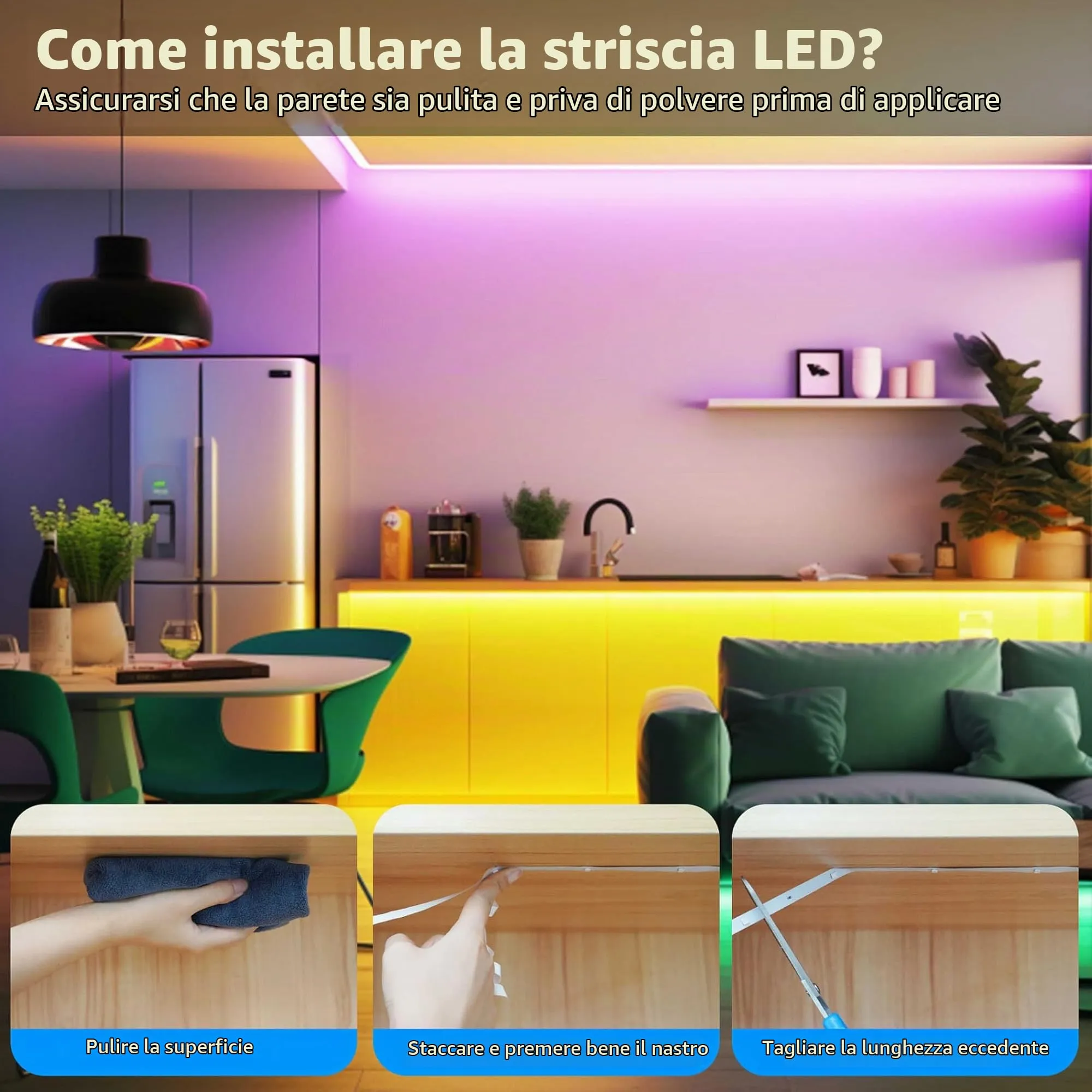 Goffii Striscia LED RGB 5M con Bluetooth App e Telecomando - immagine 8